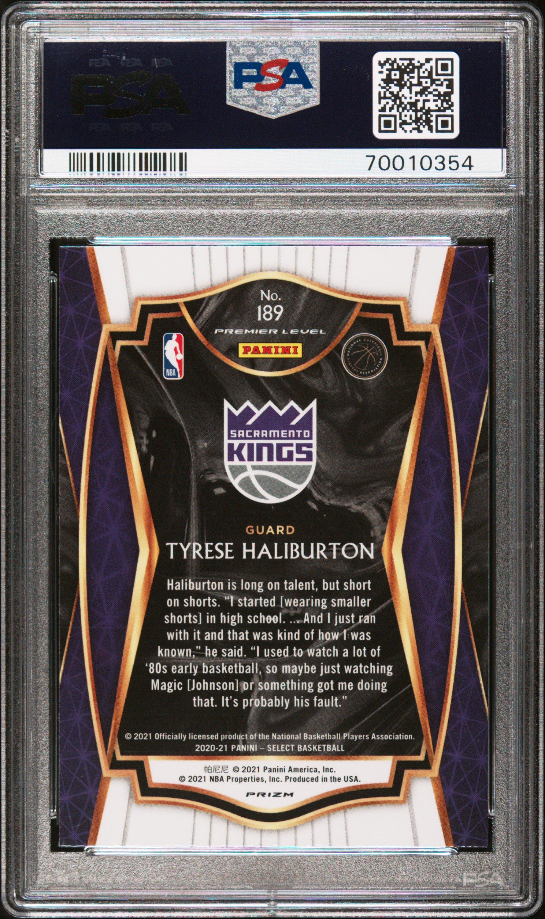 2020 Panini Select 189 Tyrese Haliburton Red/white/orange Shimmer PSA 10