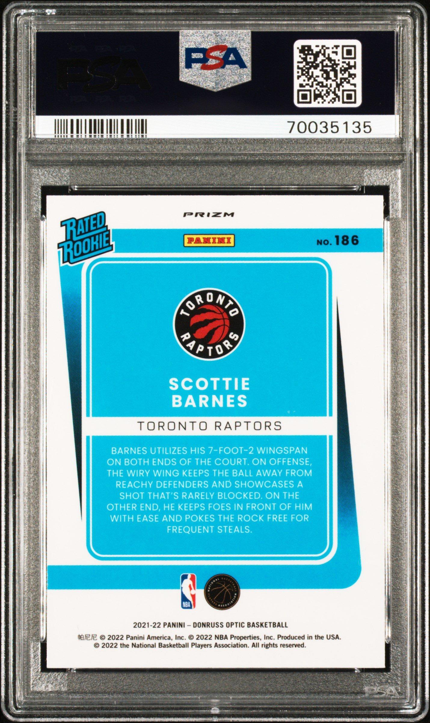 2021 Panini Donruss Optic 186 Scottie Barnes PSA 10