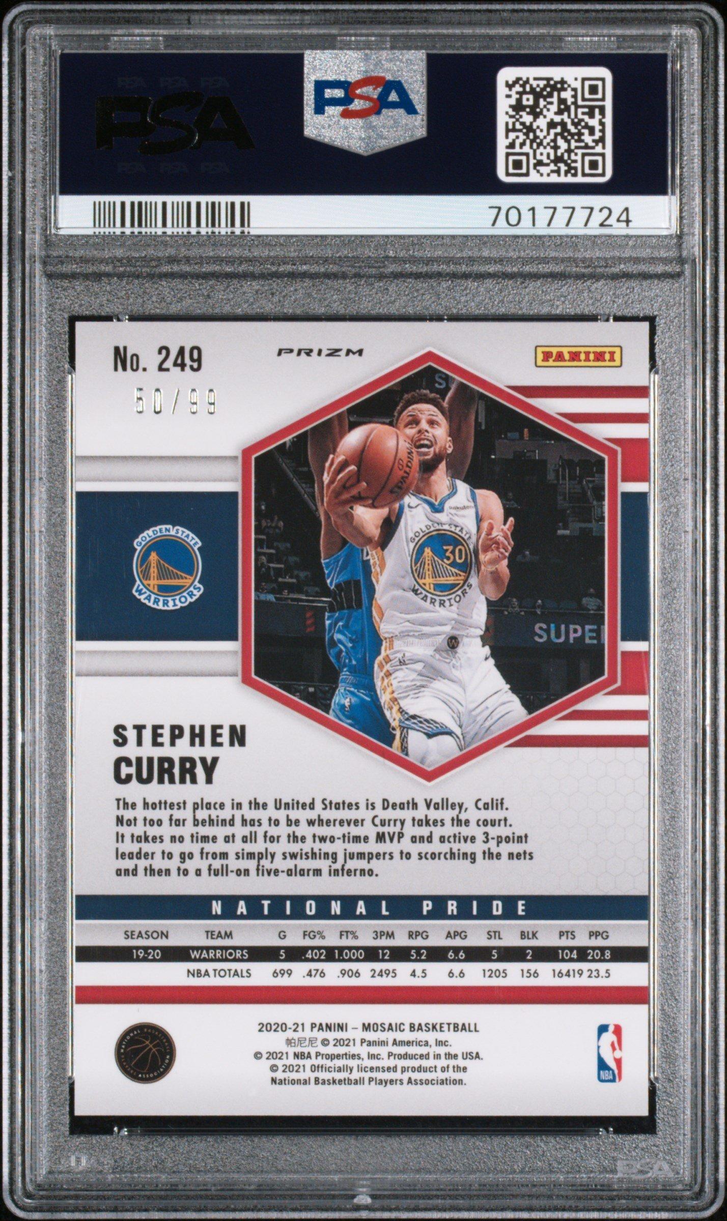 2020 Panini Mosaic 249 Stephen Curry Blue Mosaic PSA 10