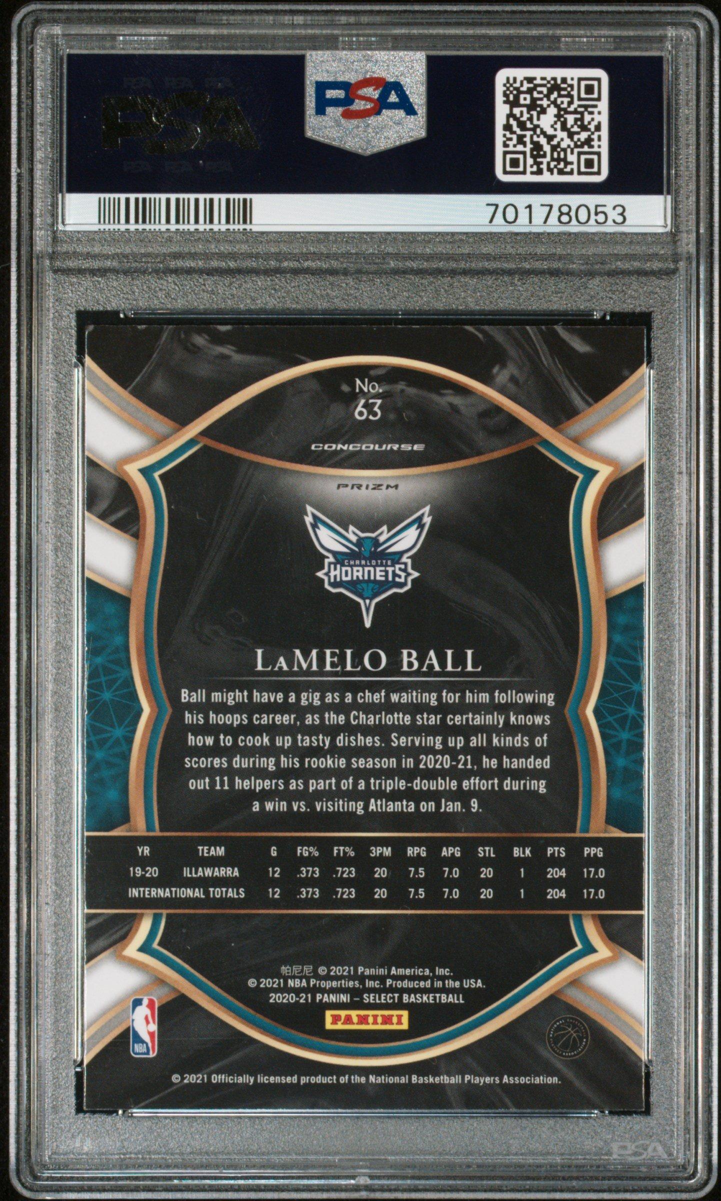 2020 Panini Select Lamelo Ball Silver Prizm PSA 10