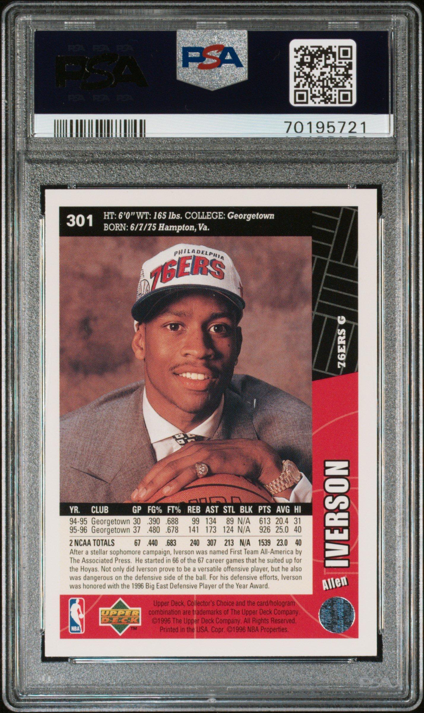 1996 Collector's Choice 301 Allen Iverson PSA 10