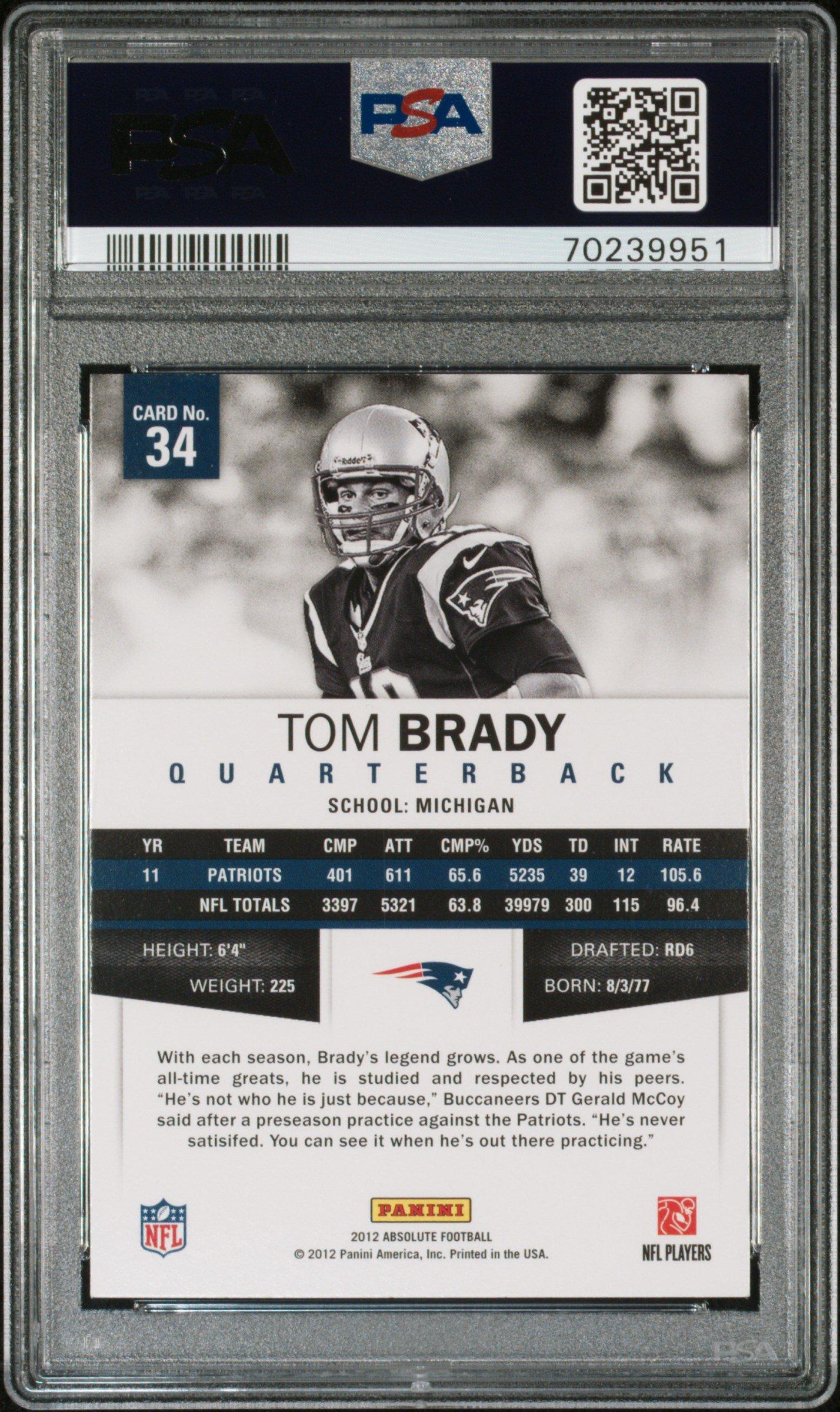 2012 Panini Absolute 34 Tom Brady Retail PSA 9