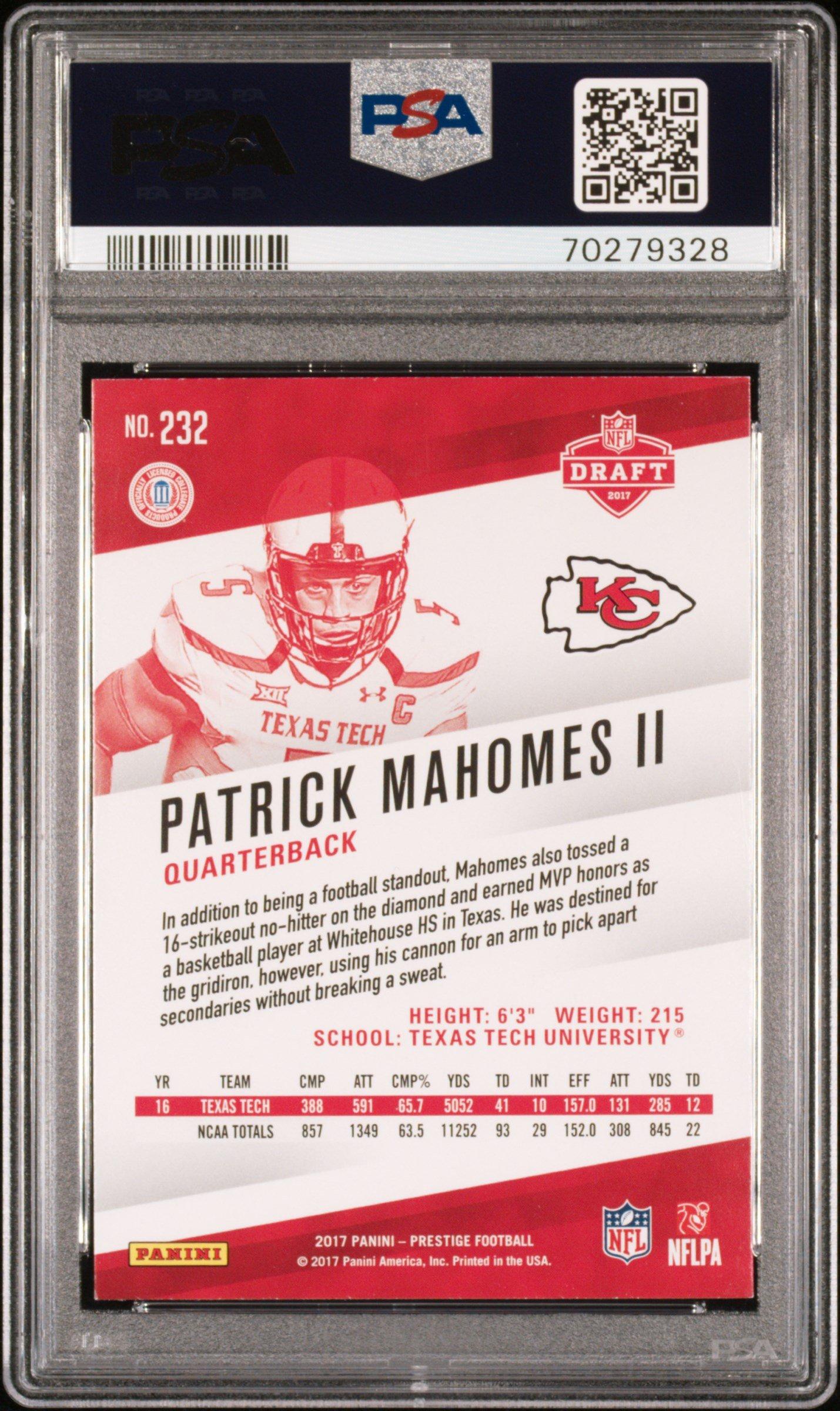 2017 Panini Prestige 232 Patrick Mahomes Ii PSA
