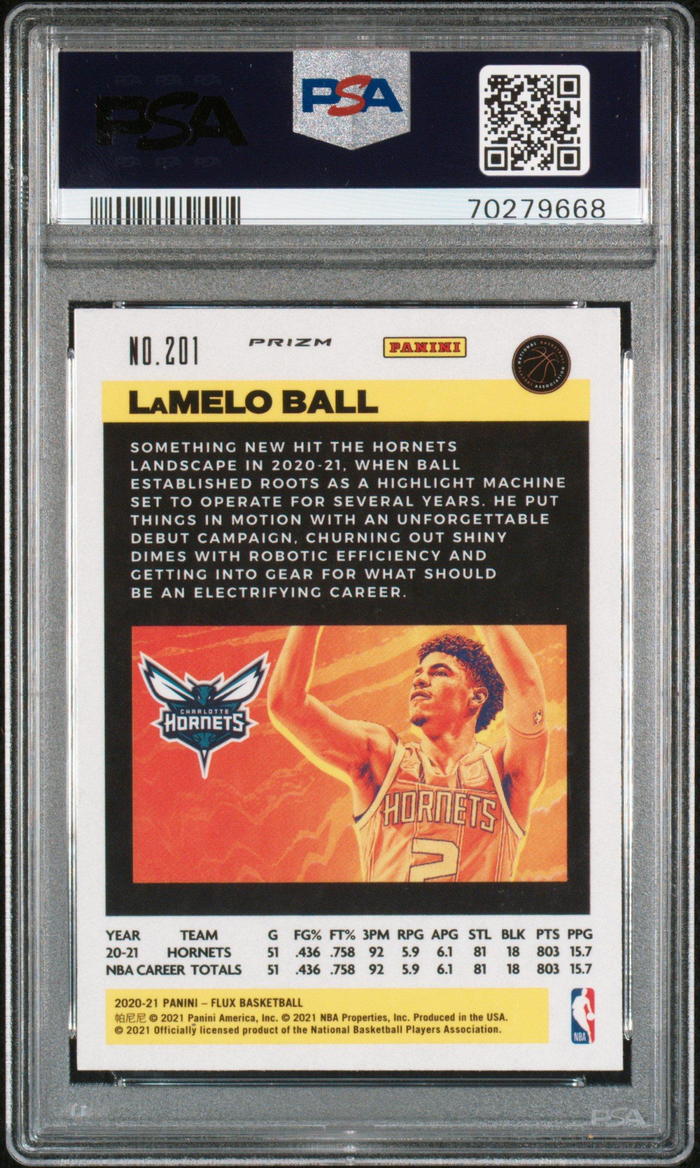 fanatics graded cards 2020 Panini Flux 201 Lamelo Ball Cracked Ice PSA 10 Card Its compatible with slabs from any grading company With Fanatics and Blackstone Heft,