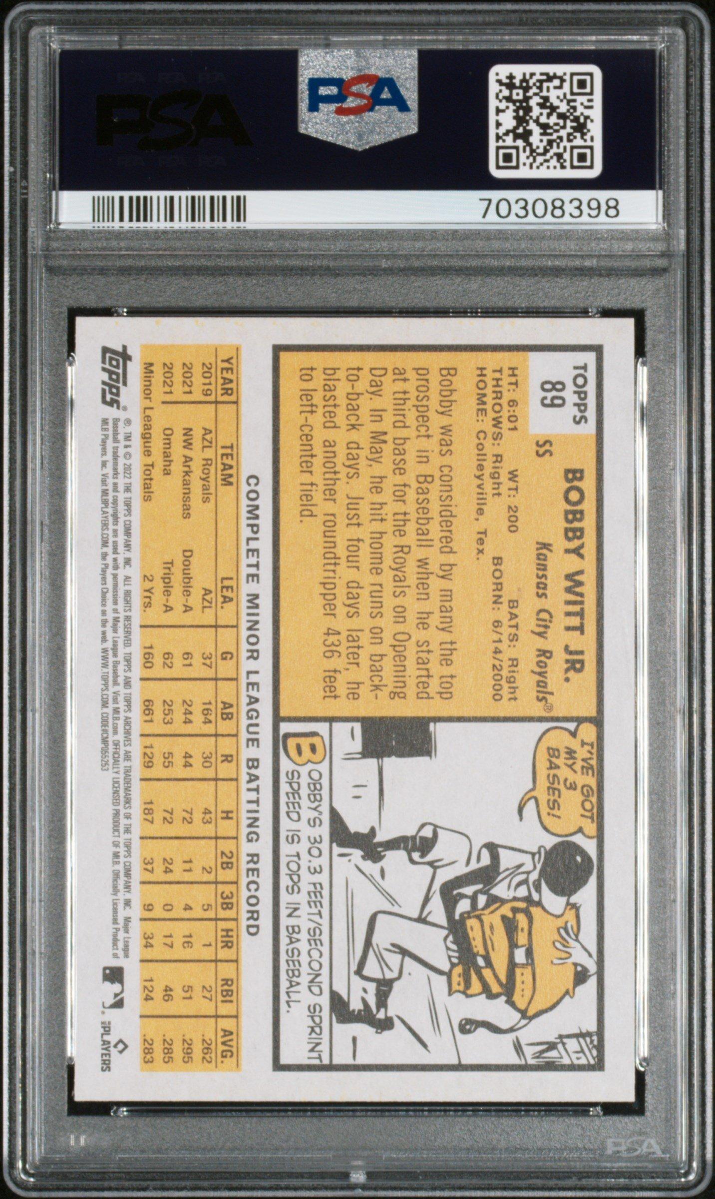 2022 Topps Archives 89 Bobby Witt Jr. PSA 10