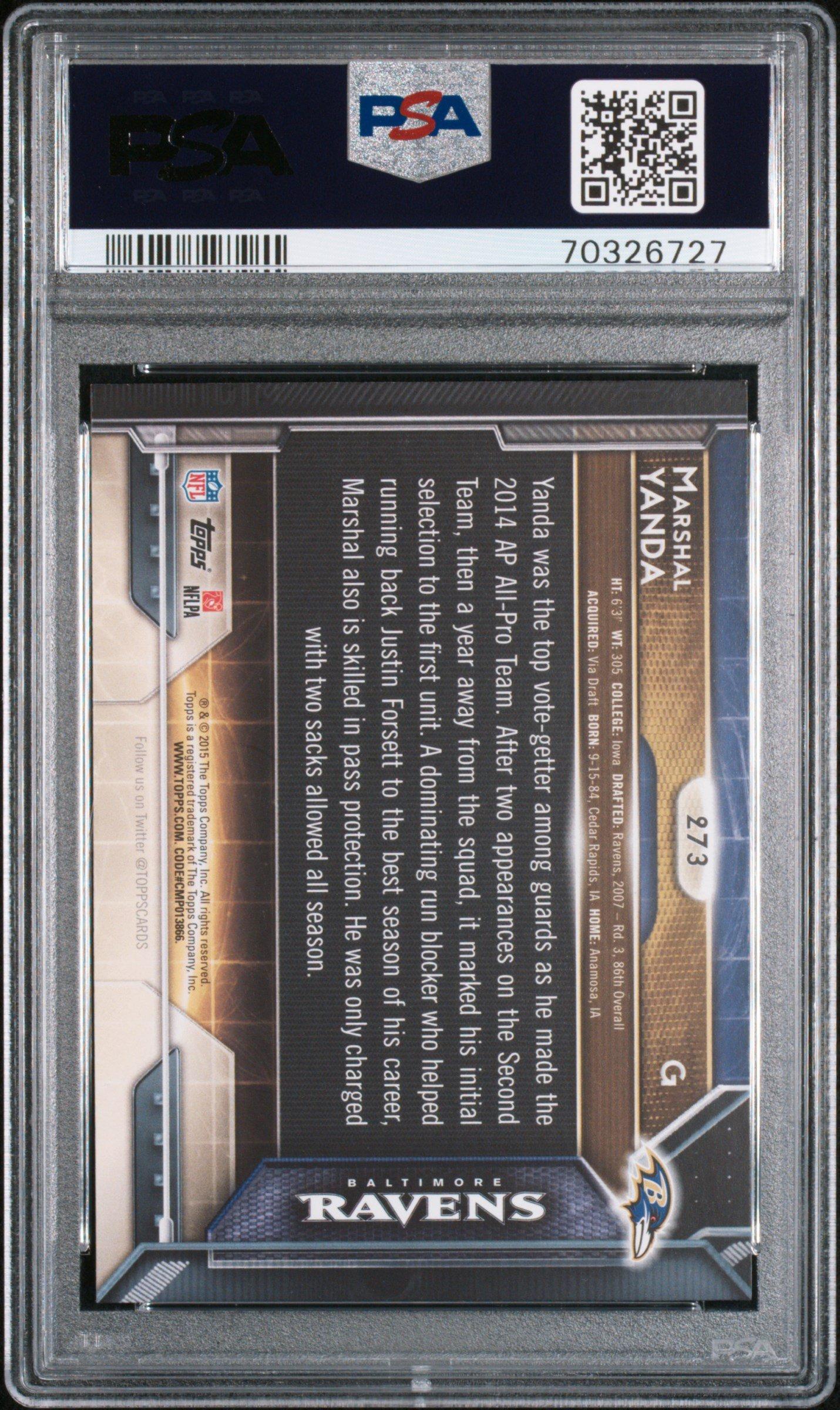 2015 Topps 273 Marshal Yanda PSA 9