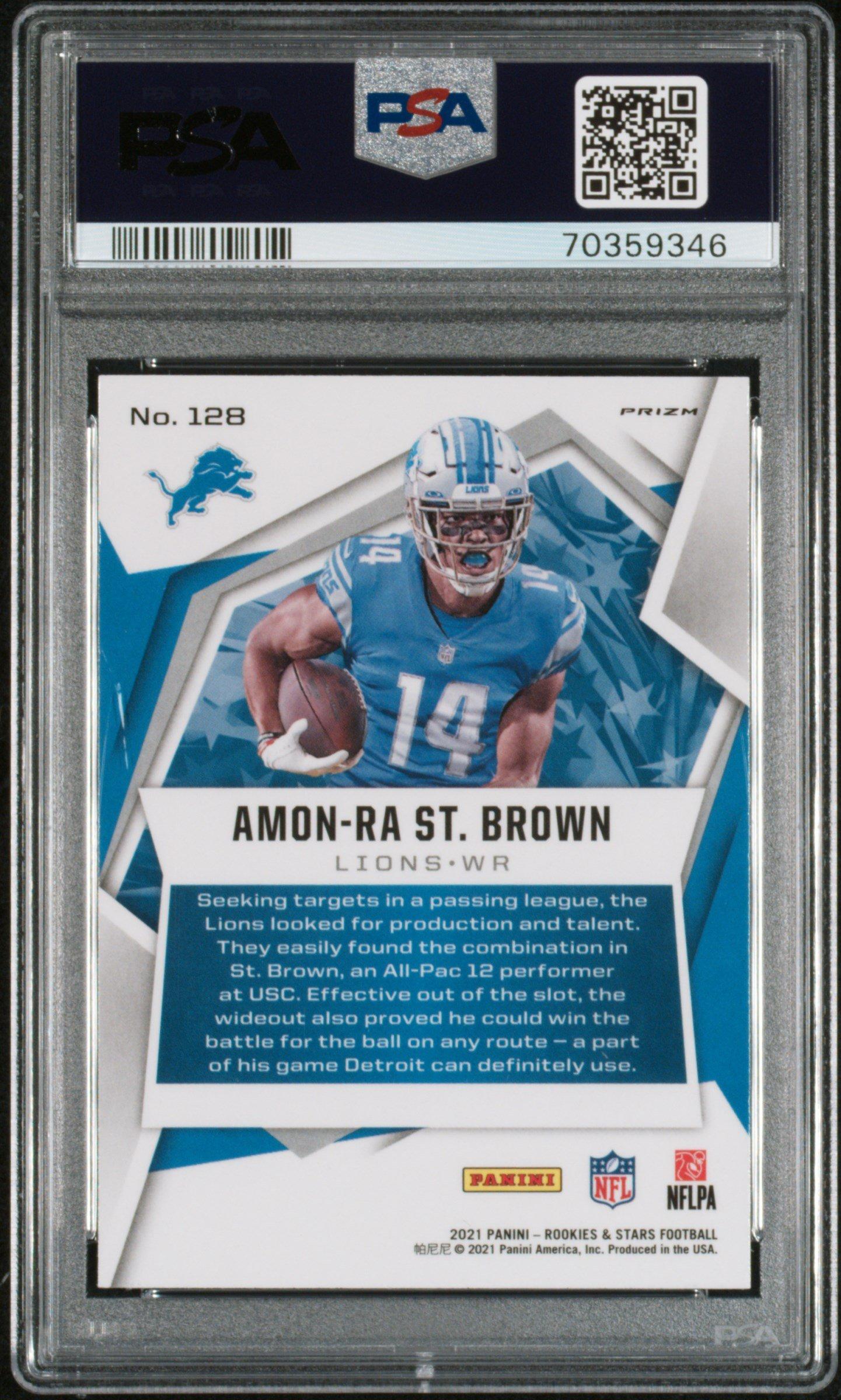 2021 Panini Rookies & Stars 128 Amon-ra St. Brown Pulsar Prizm PSA 9