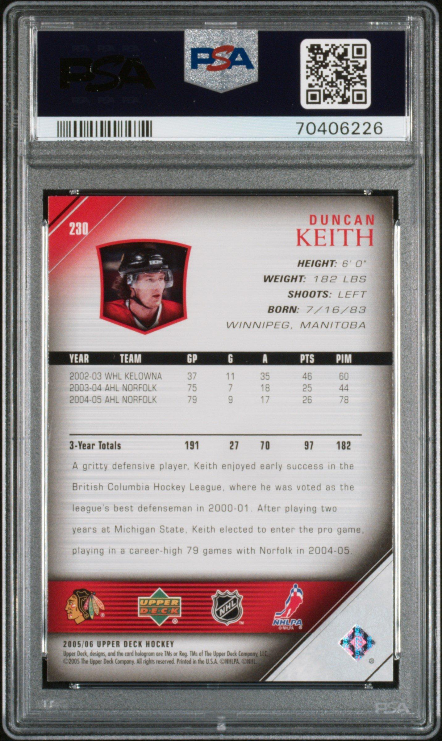 2005 Upper Deck 230 Duncan Keith PSA 9