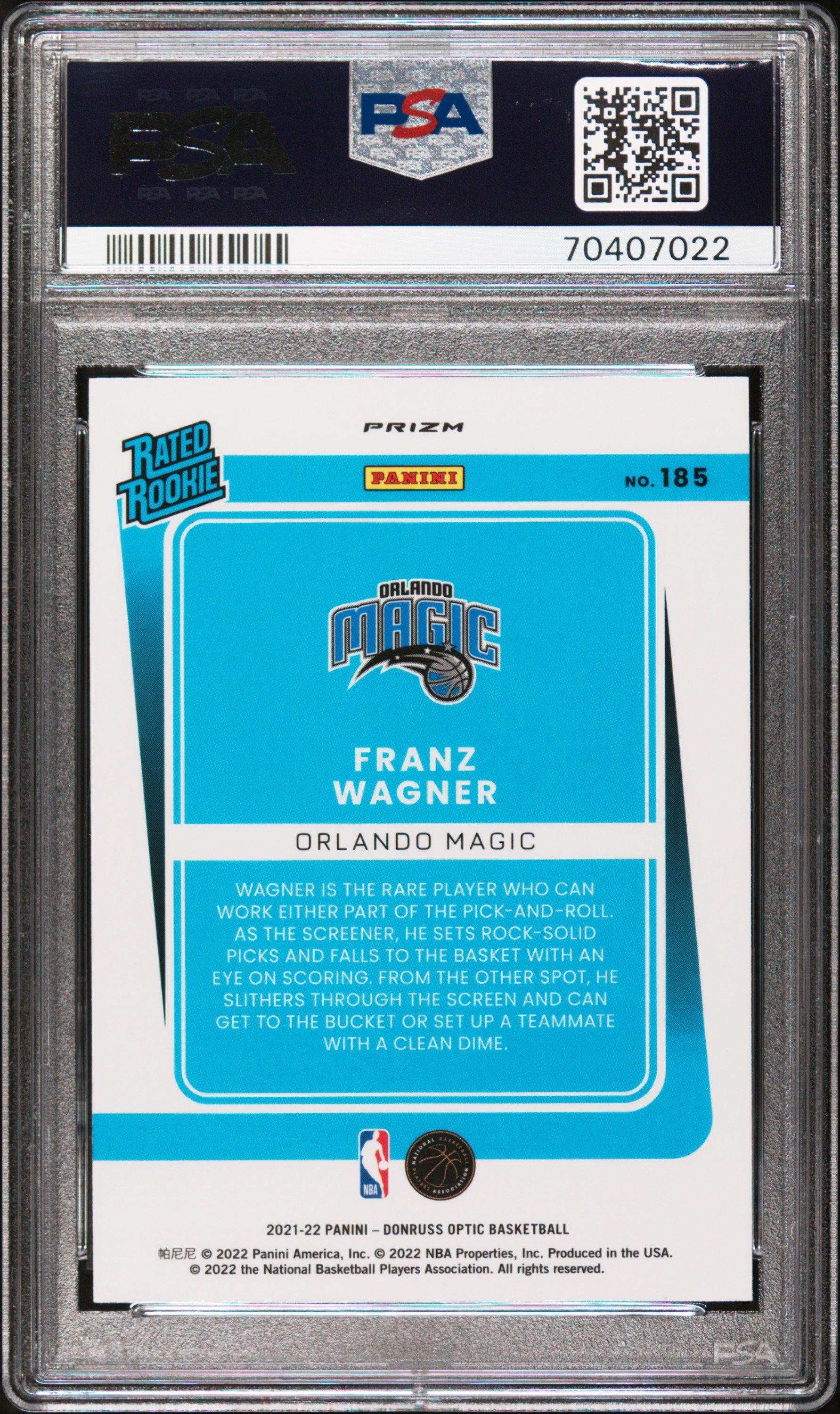 2021 Panini Donruss Optic 185 Franz Wagner Blue Velocity PSA 10