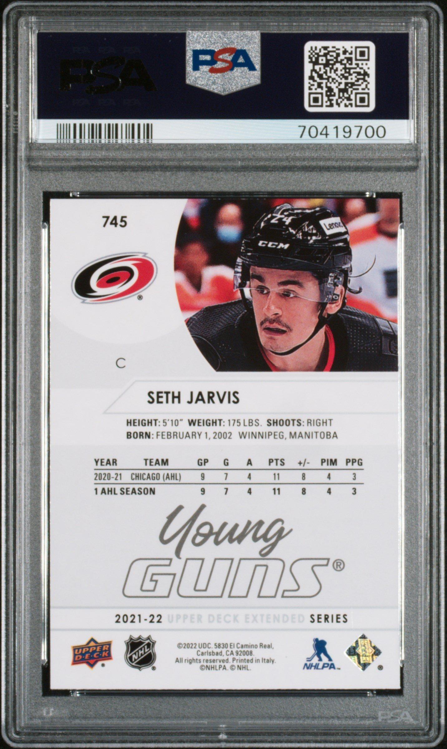 2021-2022 Upper Deck 745 Seth Jarvis PSA 10