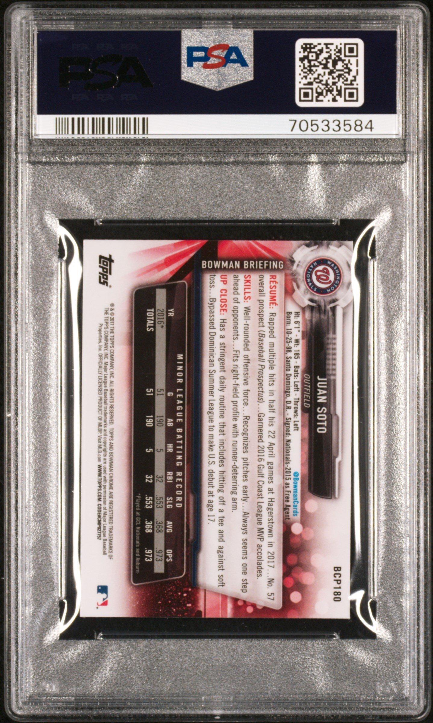 2017 Bowman Chrome Mini Bcp180 Juan Soto Bowman Chrome Prospects PSA 10