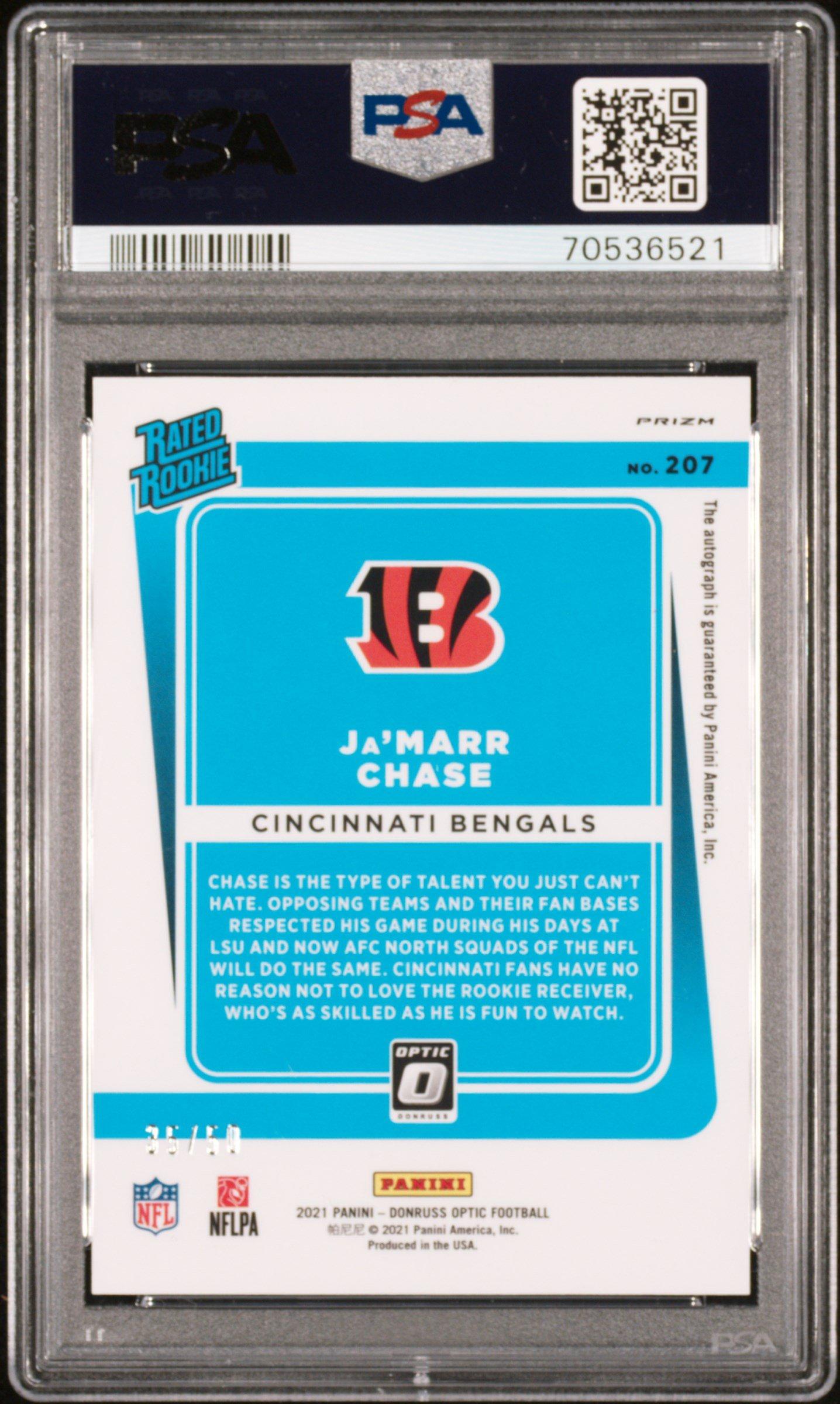 2021 Panini Donruss Optic 207 Ja'marr Chase Autograph-holo PSA 9