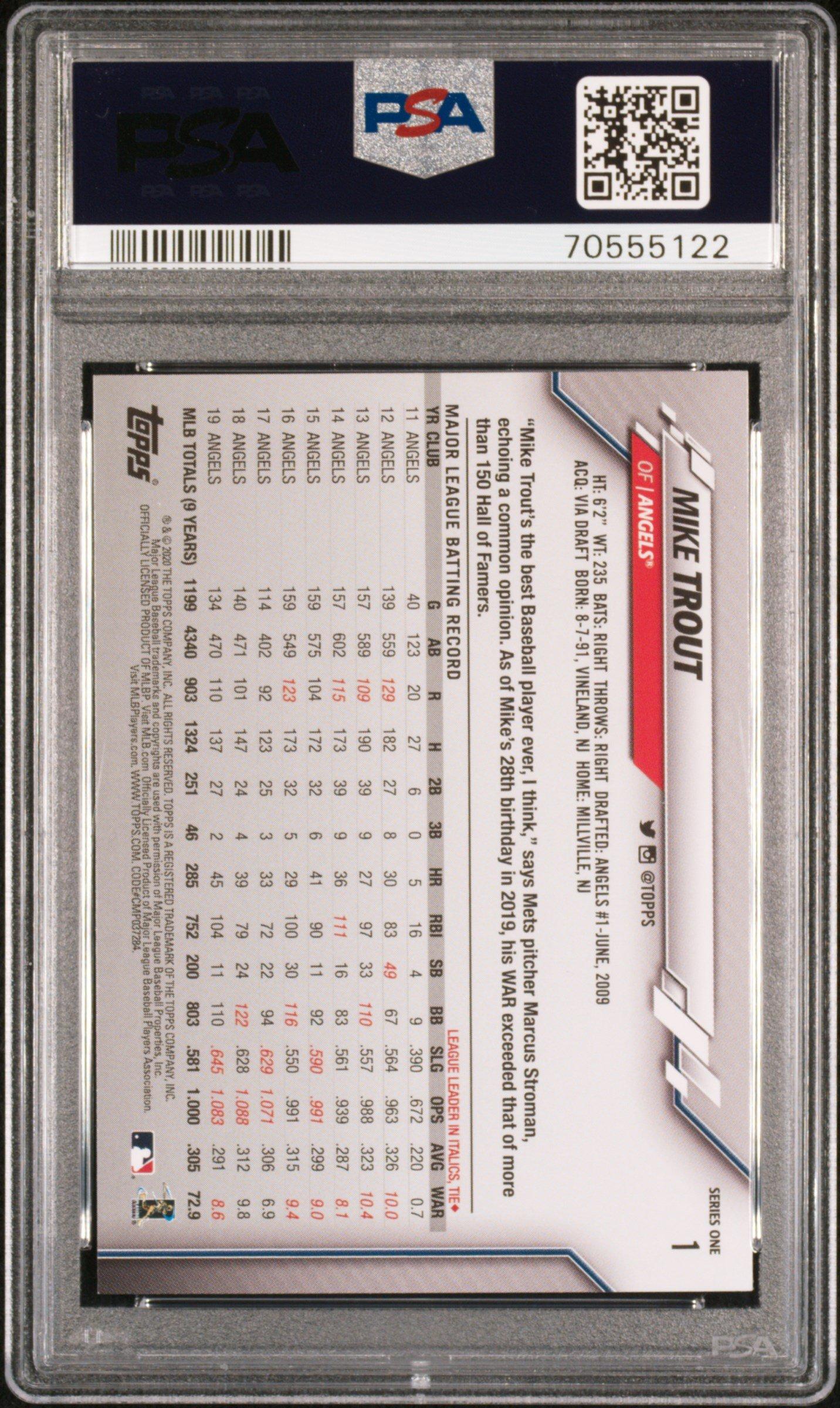 2020 Topps 1 Mike Trout Sp PSA 9