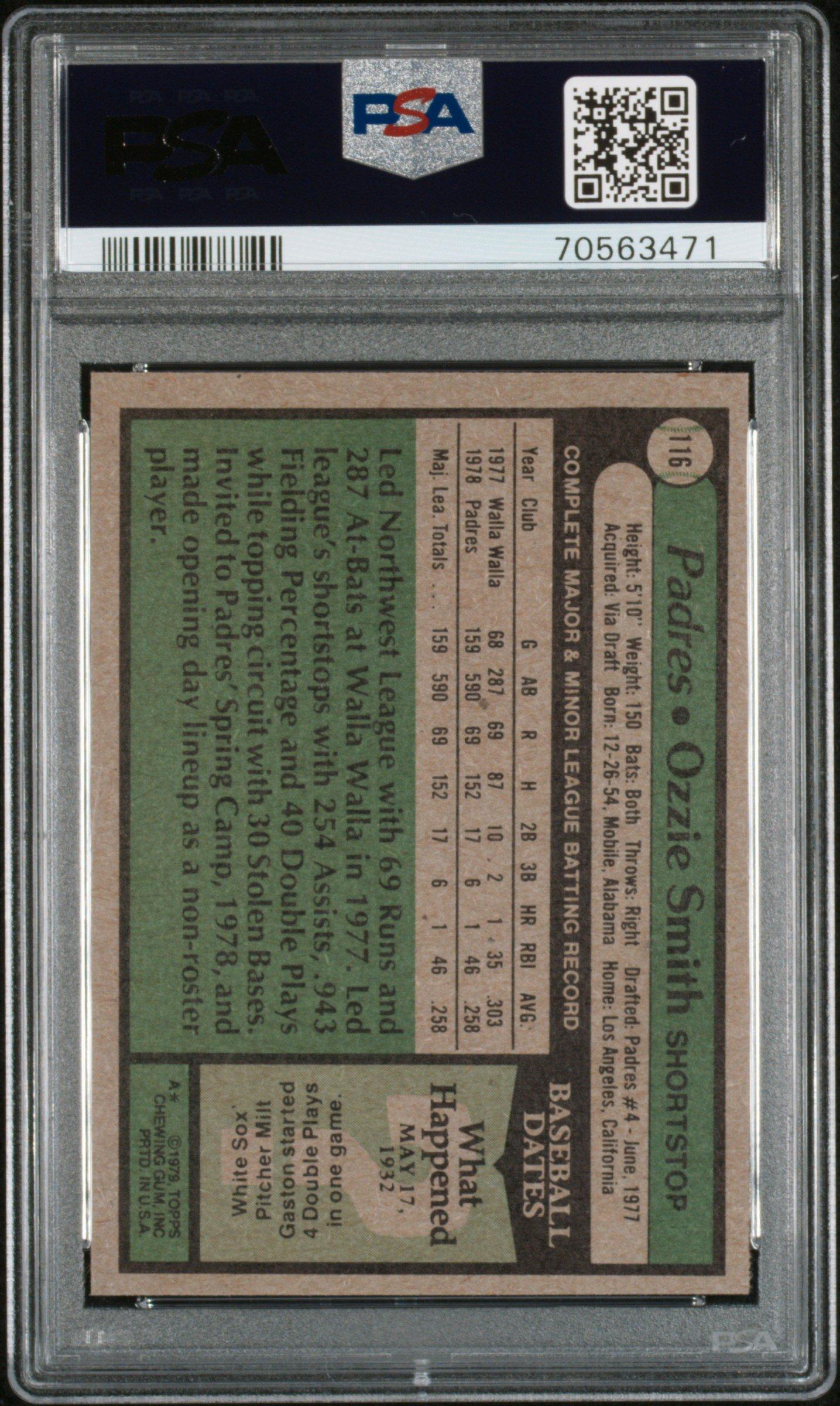 1979 Topps 116 Ozzie Smith PSA 8