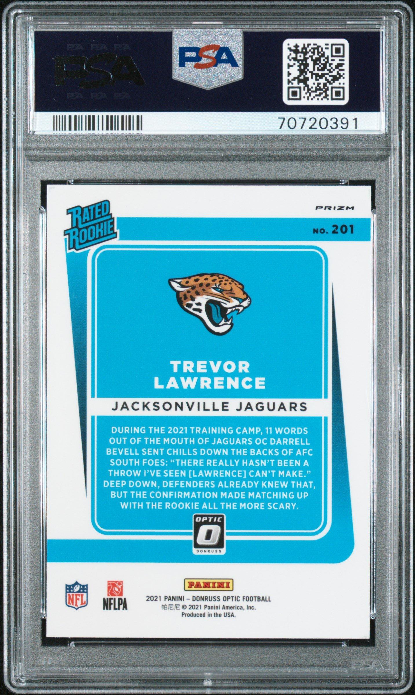 2021 Panini Donruss Optic 201 Trevor Lawrence Blue Hyper PSA