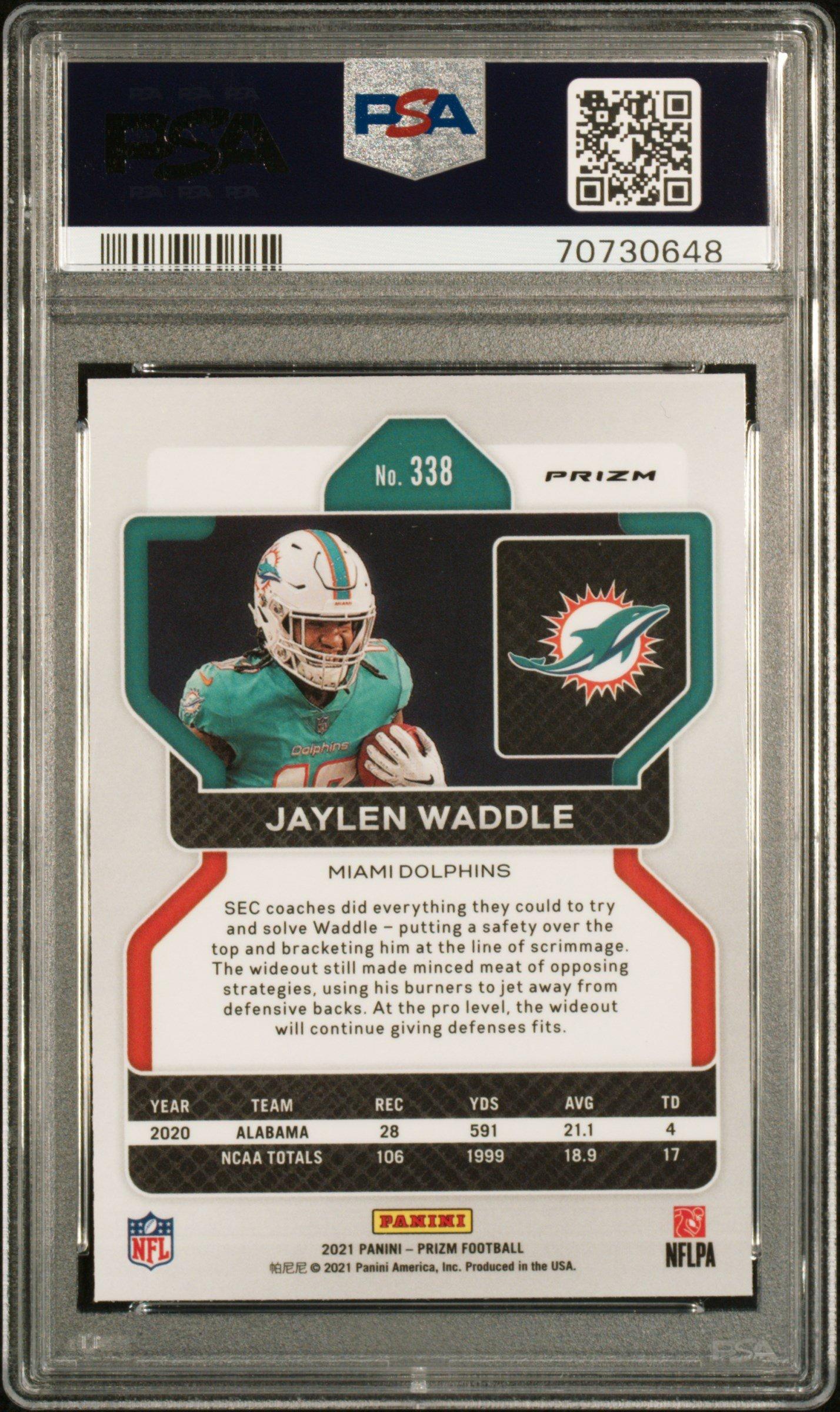 2021 Panini Prizm 338 Jaylen Waddle Silver Prizm PSA 10