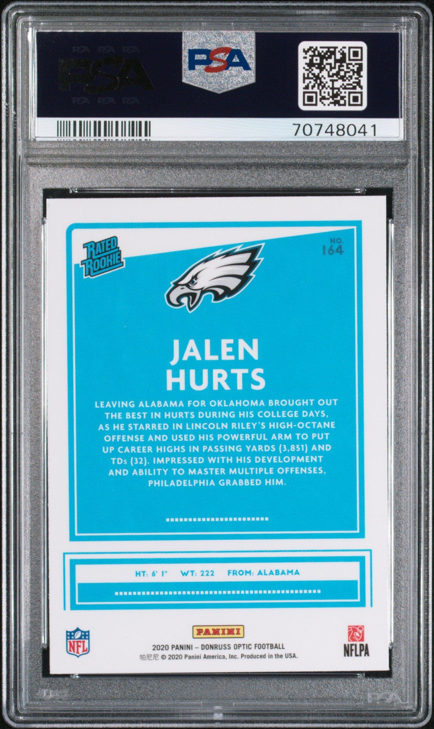 2020 Panini Donruss Optic 164 Jalen Hurts PSA