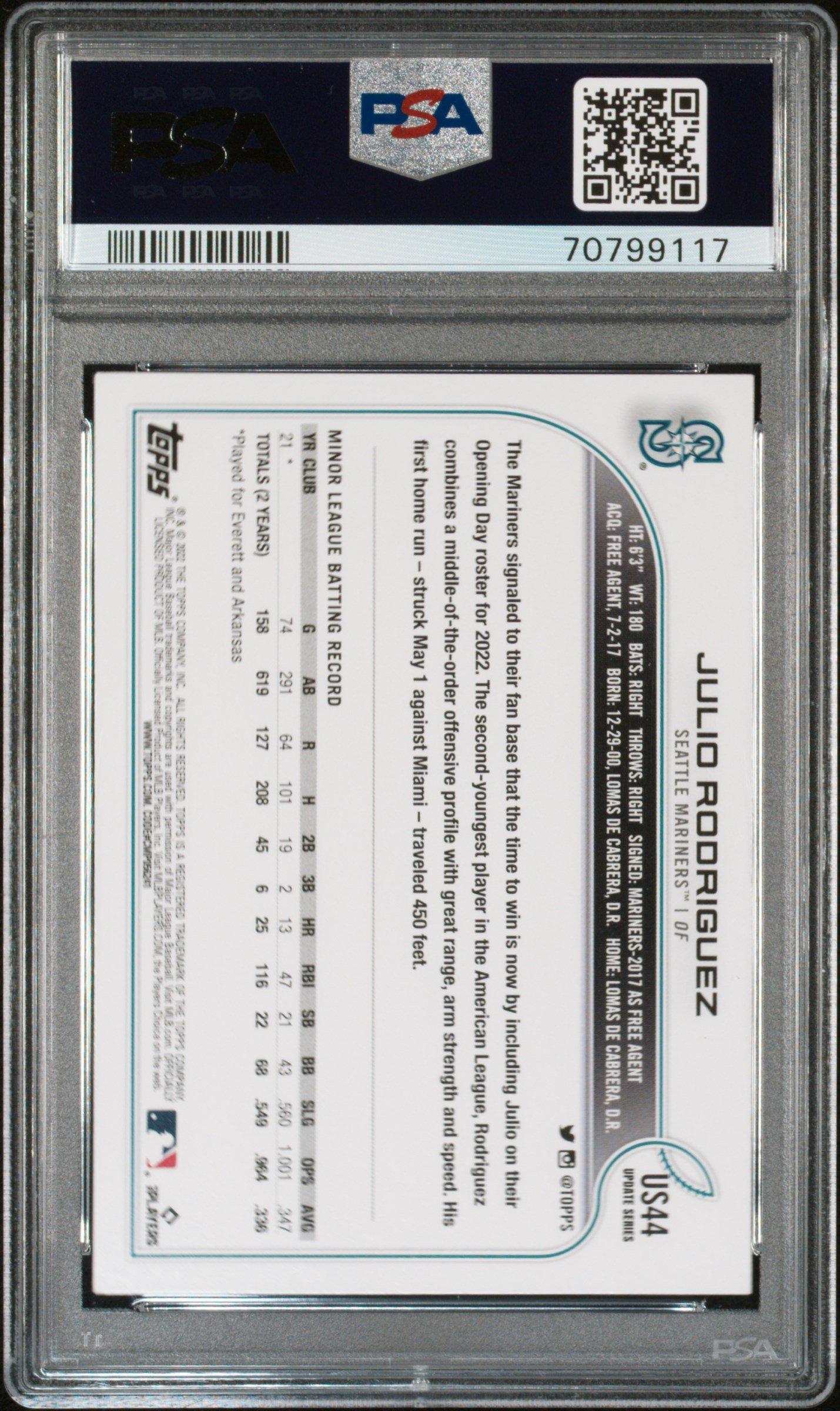 2022 Topps Update Us44 Julio Rodriguez PSA 10 Graded Card | GameStop