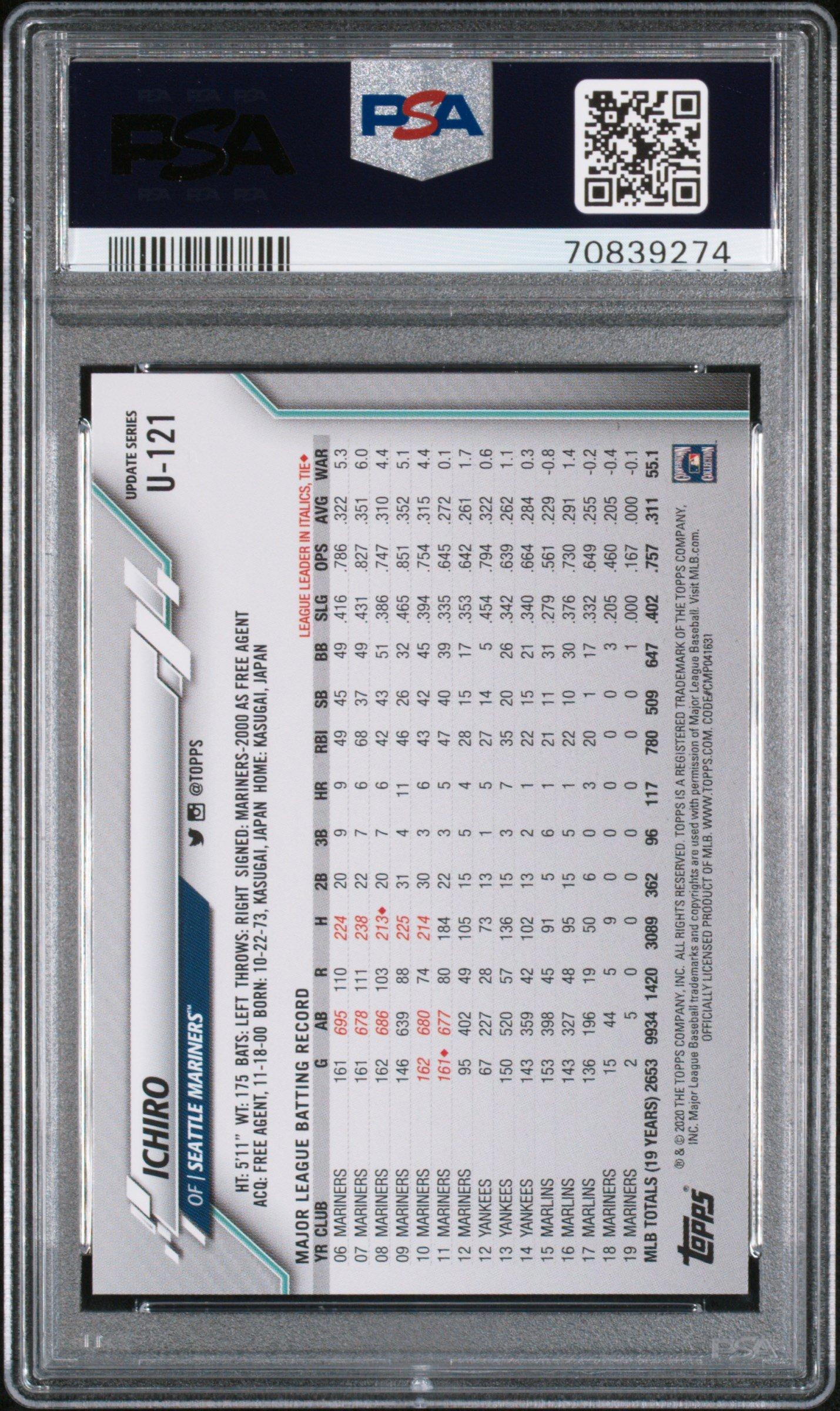 2020 Topps Update U121 Ichiro Sp PSA 9