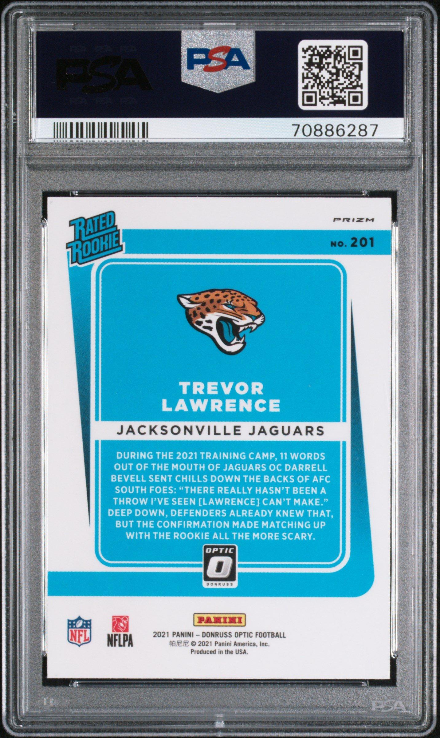 2021 Panini Donruss Optic 201 Trevor Lawrence Green Velocity PSA