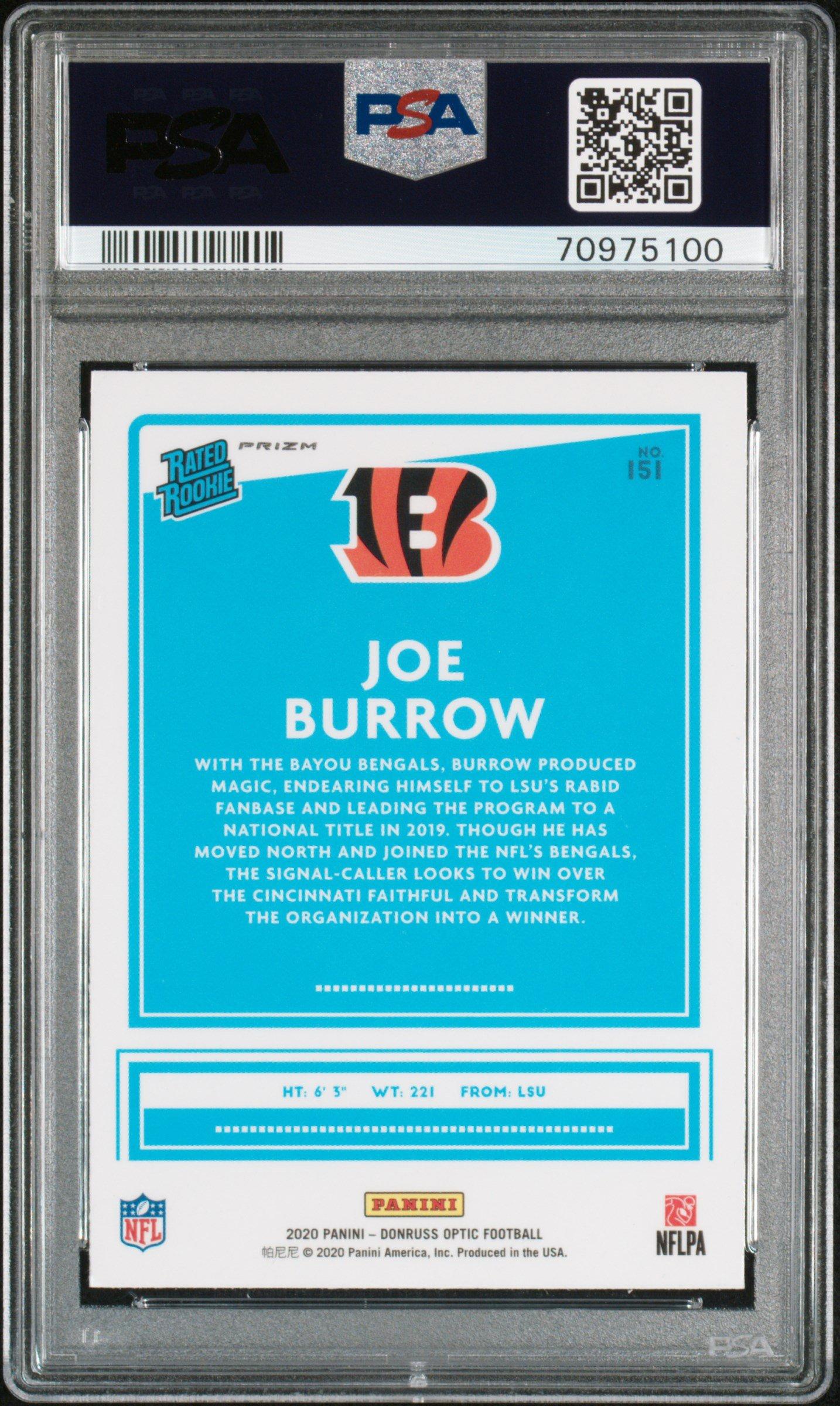 2020 Panini Donruss Optic 151 Joe Burrow Blue Scope PSA