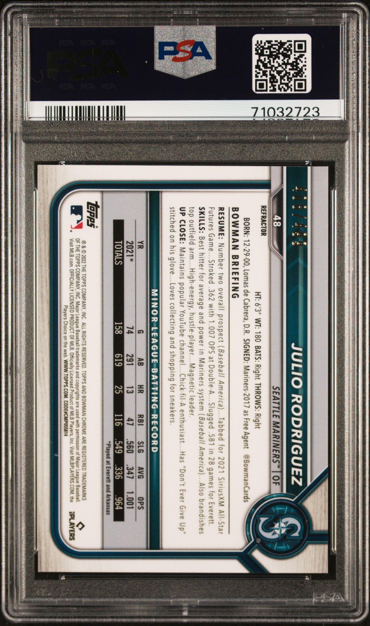 2022 Bowman Chrome 48 Julio Rodriguez Refractor PSA 10