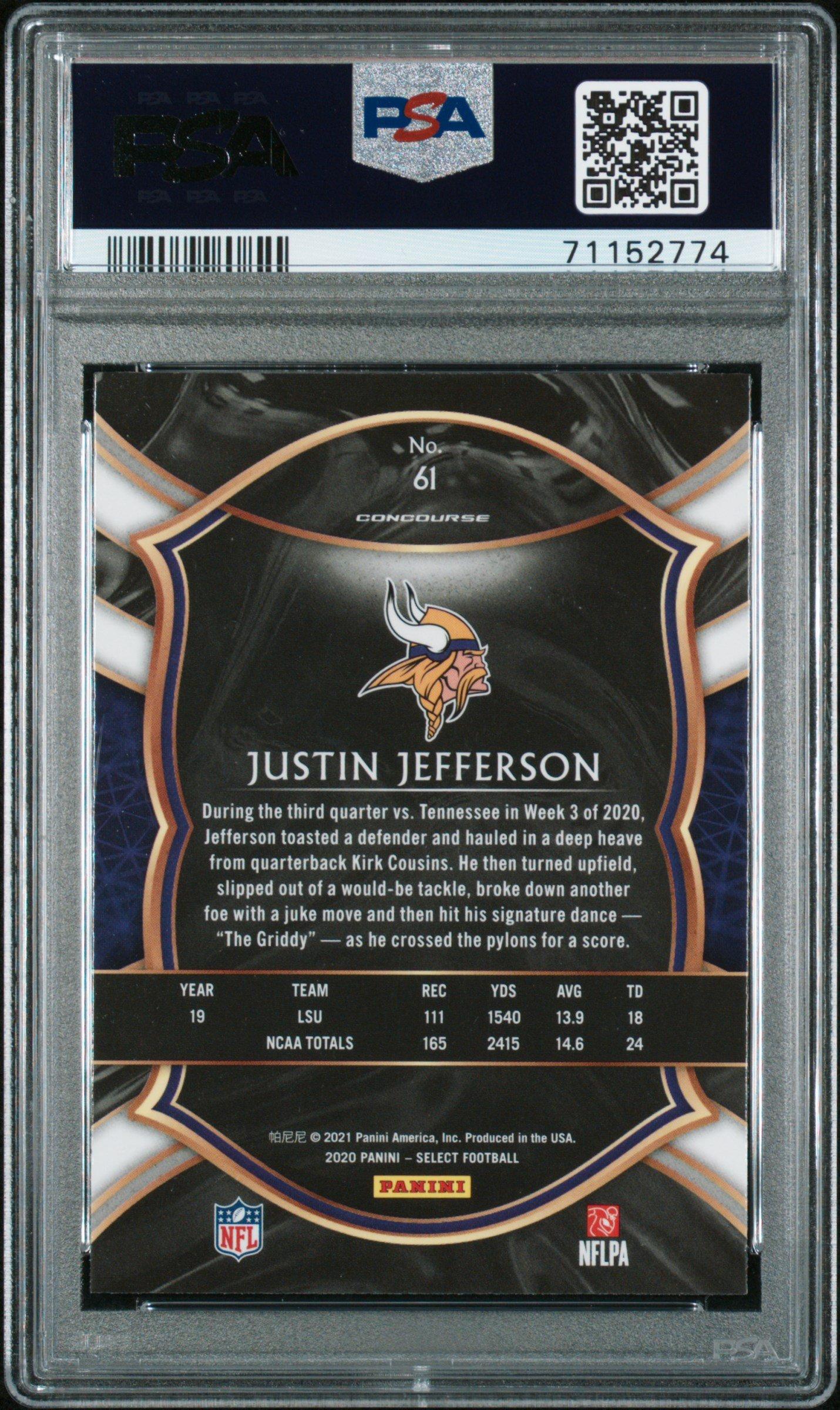 2020 Panini Select Justin Jefferson PSA 10
