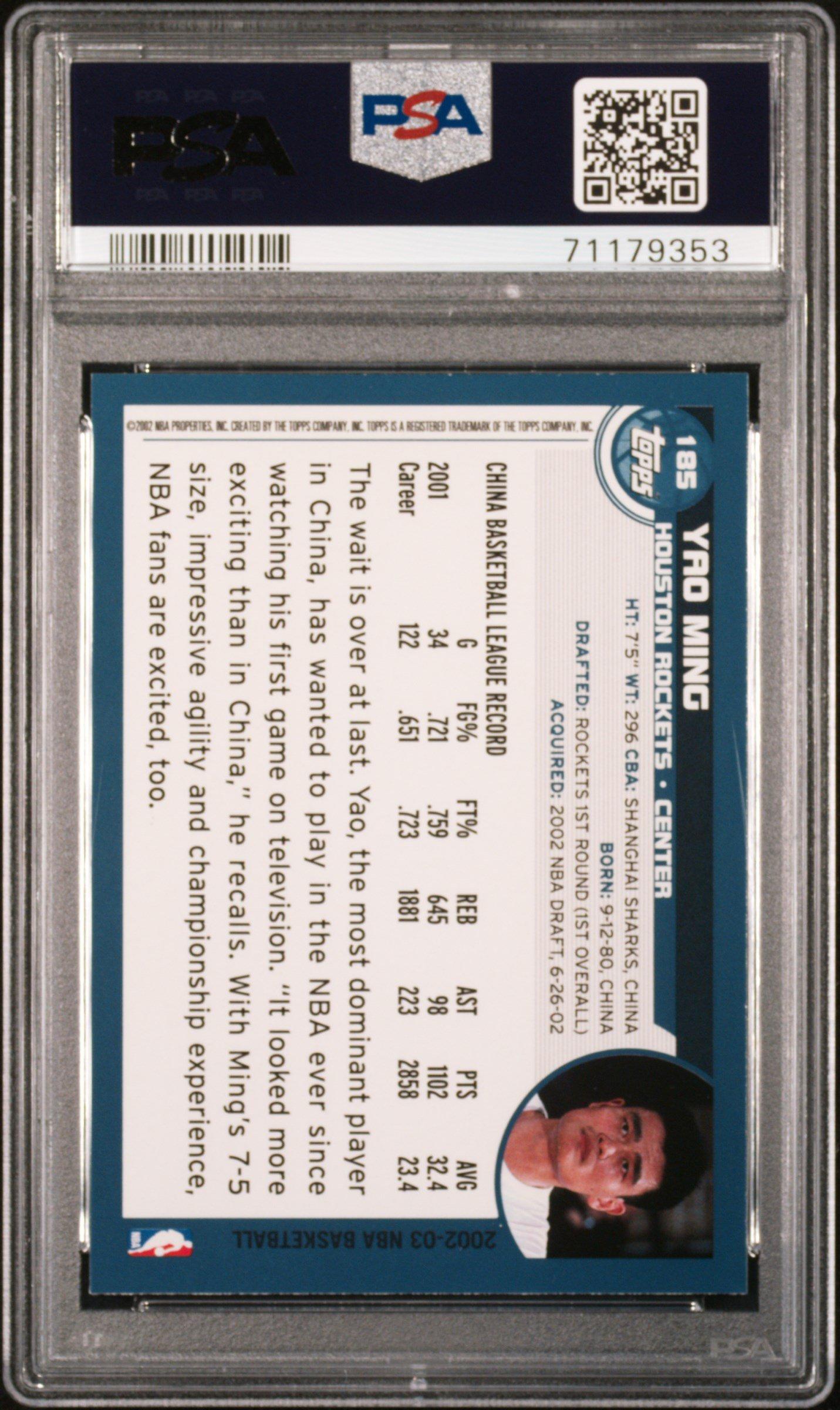 2002 Topps 185 Yao Ming PSA 9