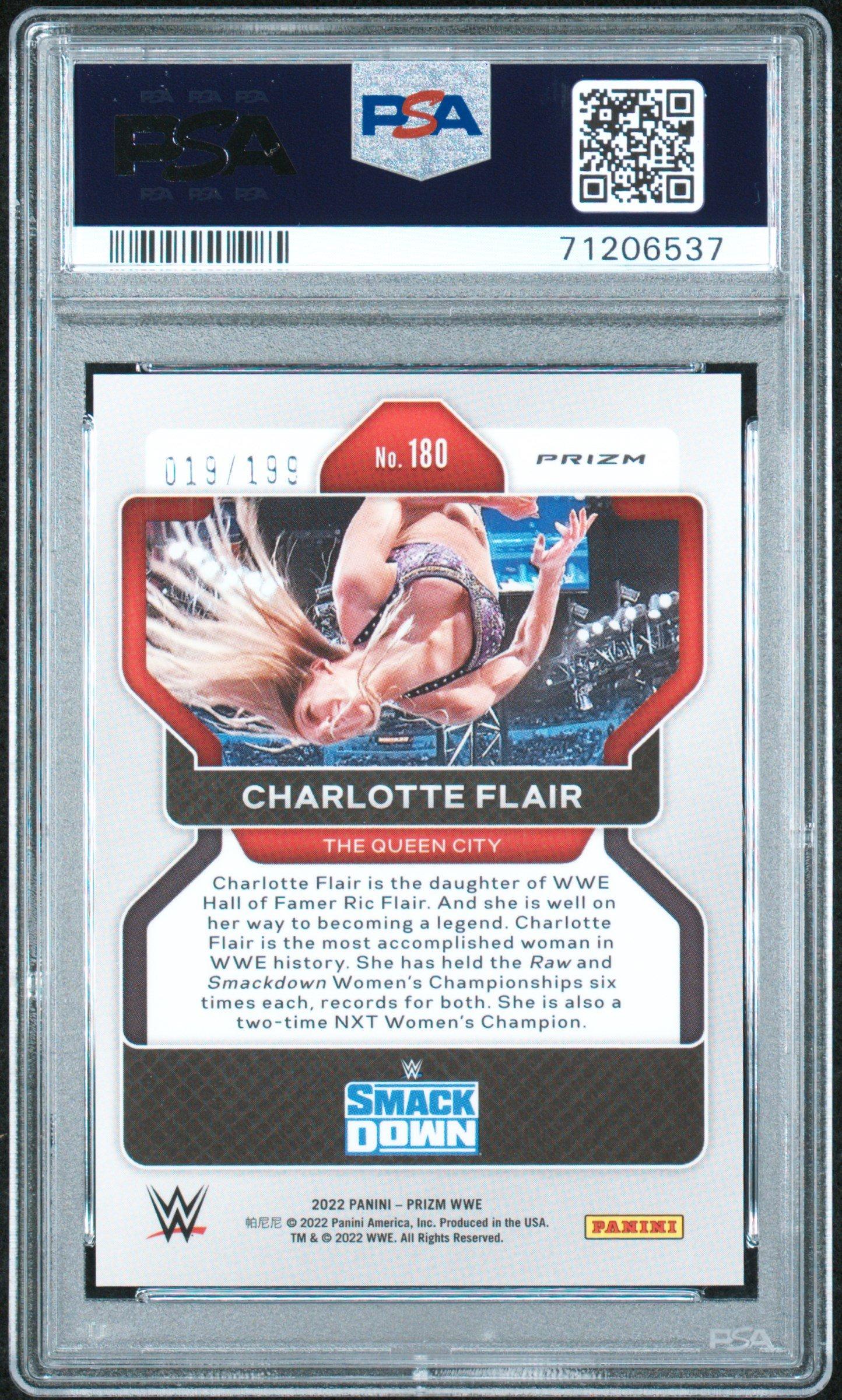 2022 Panini Prizm Wwe 180 Charlotte Flair Blue Prizm PSA 10