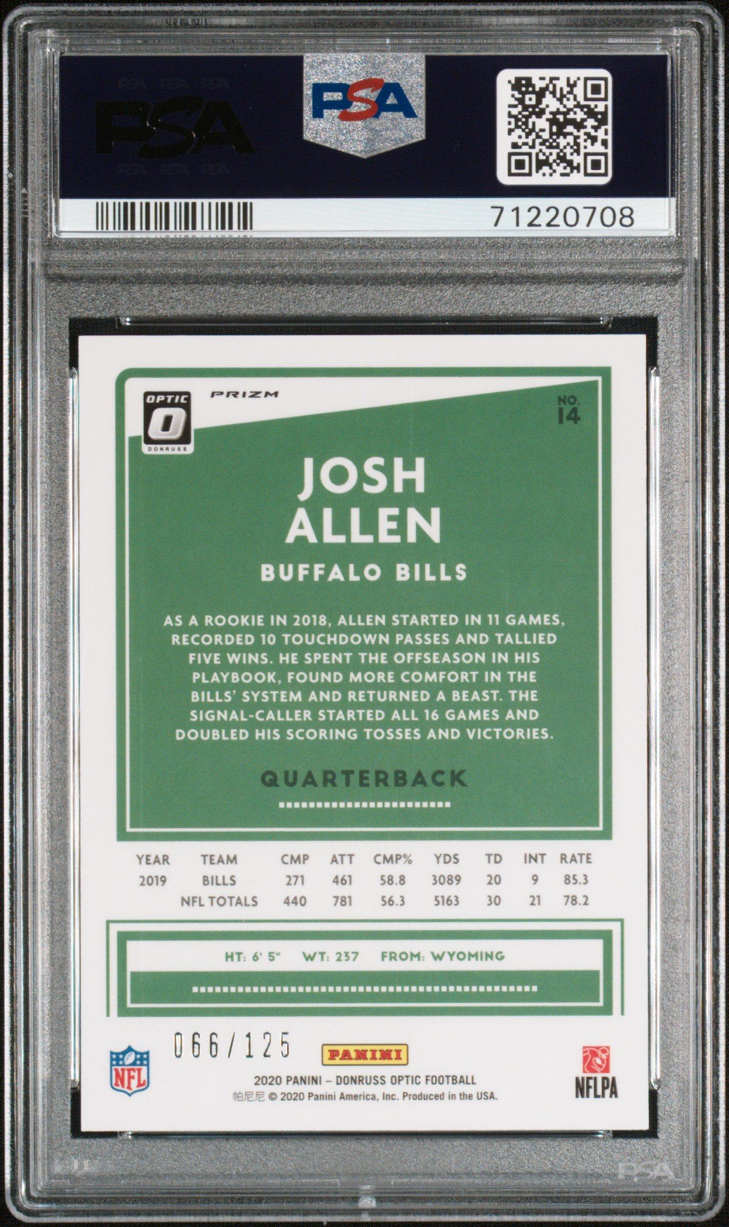 2020 Panini Donruss Optic 14 Josh Allen Silver Circles PSA 10