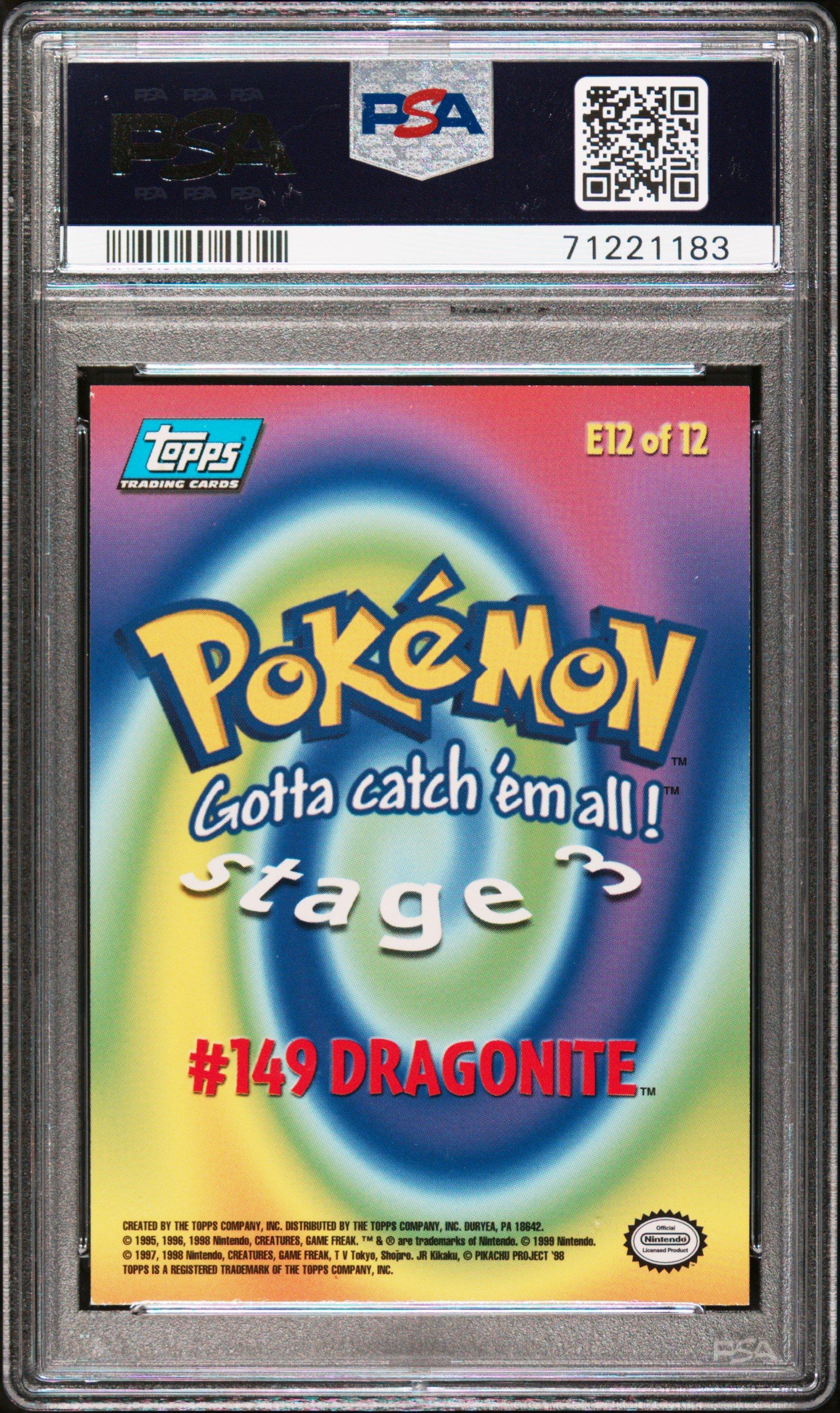1999 Topps Pokemon The Movie Edt E12 Dragonite #149 Foil PSA 8