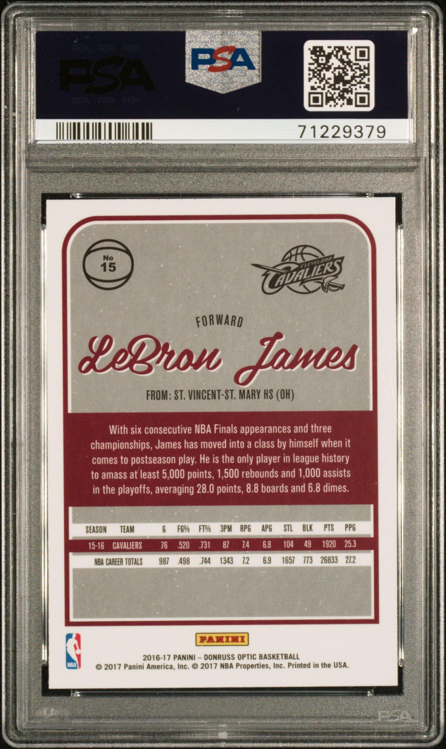 2016 Panini Donruss Optic 15 Lebron James PSA 10