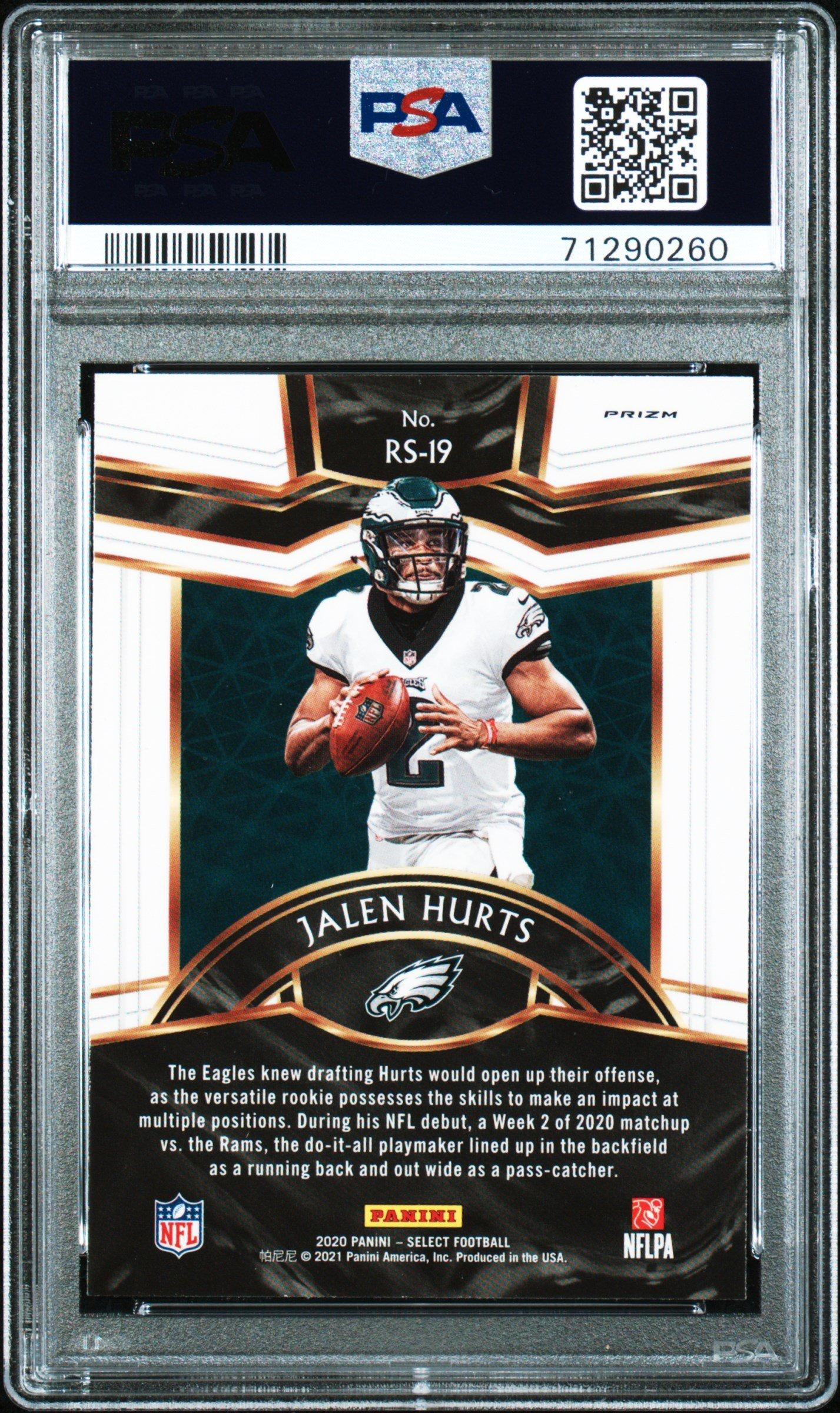 2020 Panini Select Rookie Selections Rs19 Jalen Hurts Prizm PSA 9