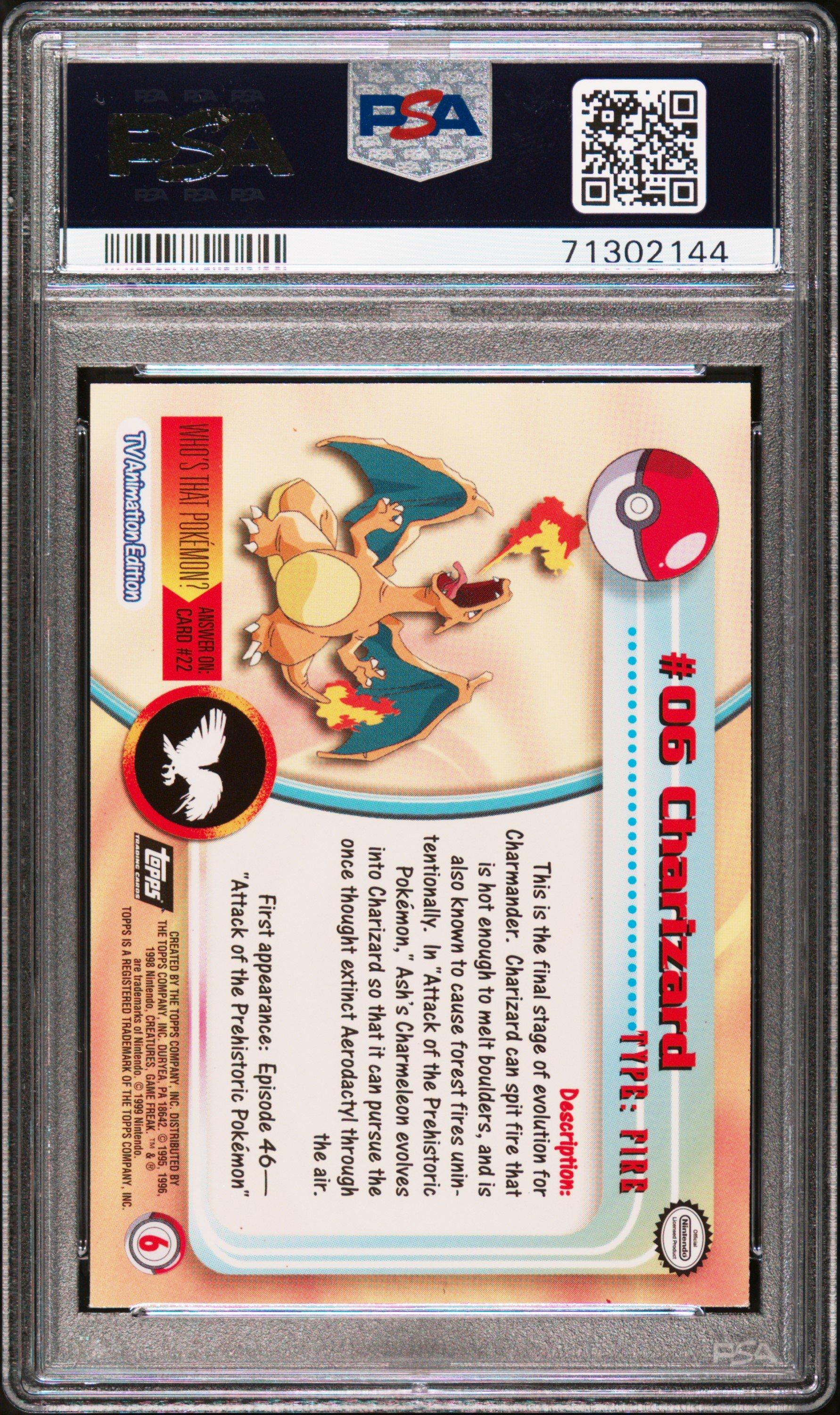 #06 charizard pokemon card 1999 Topps Pokemon Tv 6 Charizard Foil PSA 8 Graded Card