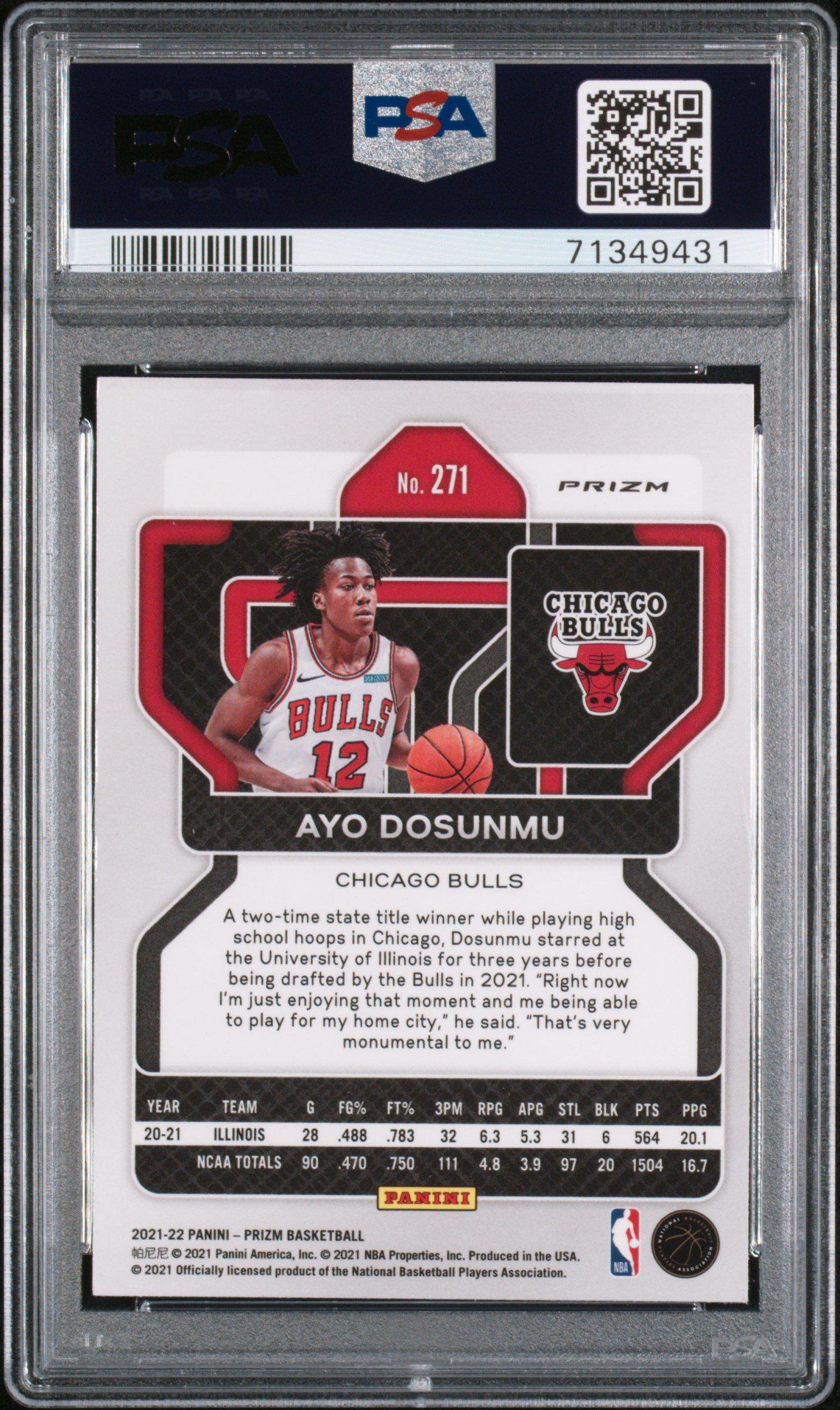 2021 Panini Prizm 271 Ayo Dosunmu Silver Prizm PSA 9