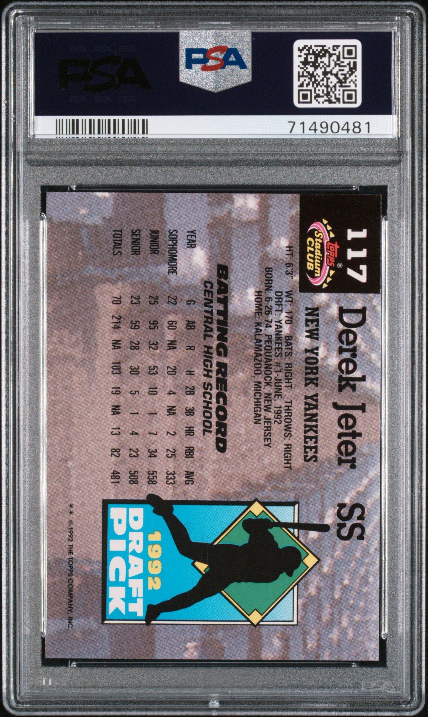 1993 Stadium Club Murphy 117 Derek Jeter PSA 9 Graded Card | GameStop