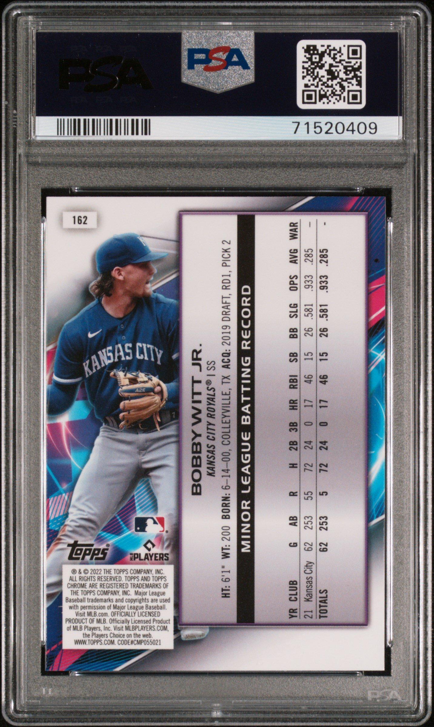 2022 Topps Cosmic Chrome 162 Bobby Witt Jr. PSA 10