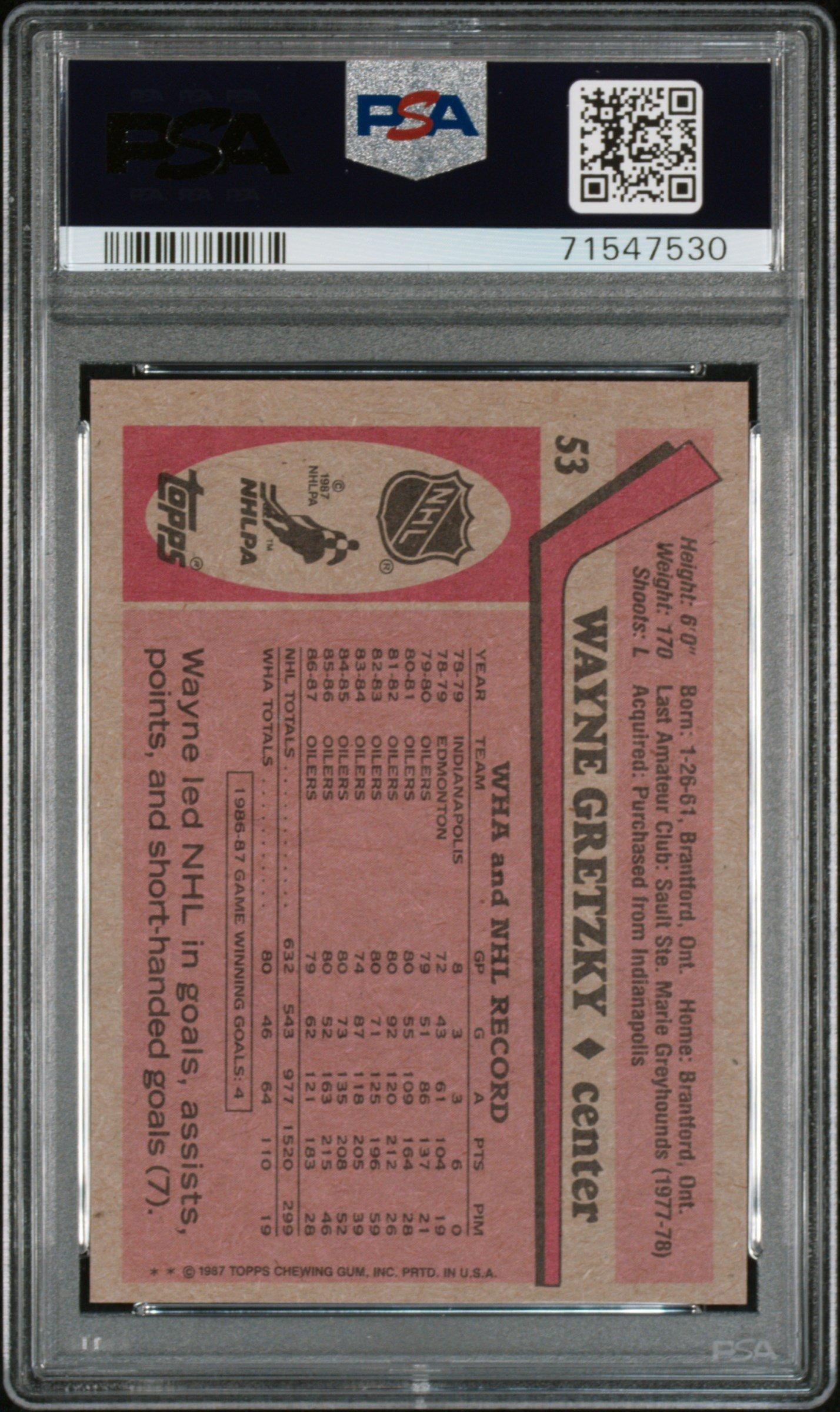 1987 Topps 53 Wayne Gretzky PSA 8