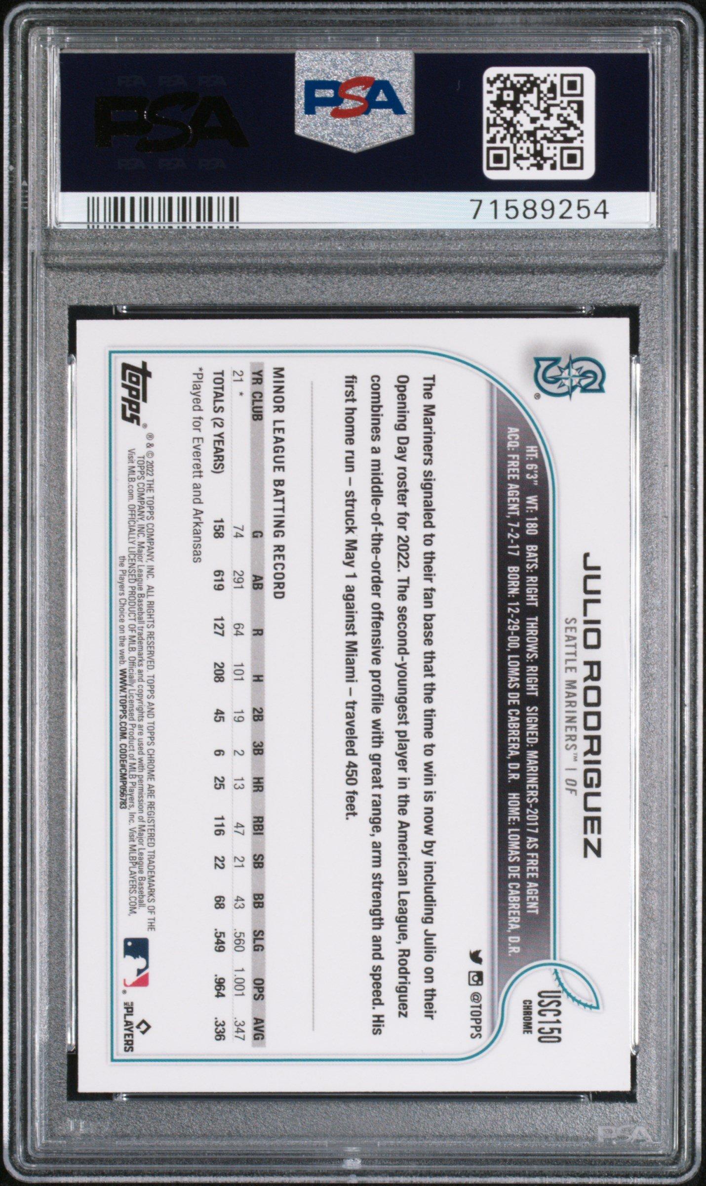2022 Topps Chrome Update Usc150 Julio Rodriguez PSA