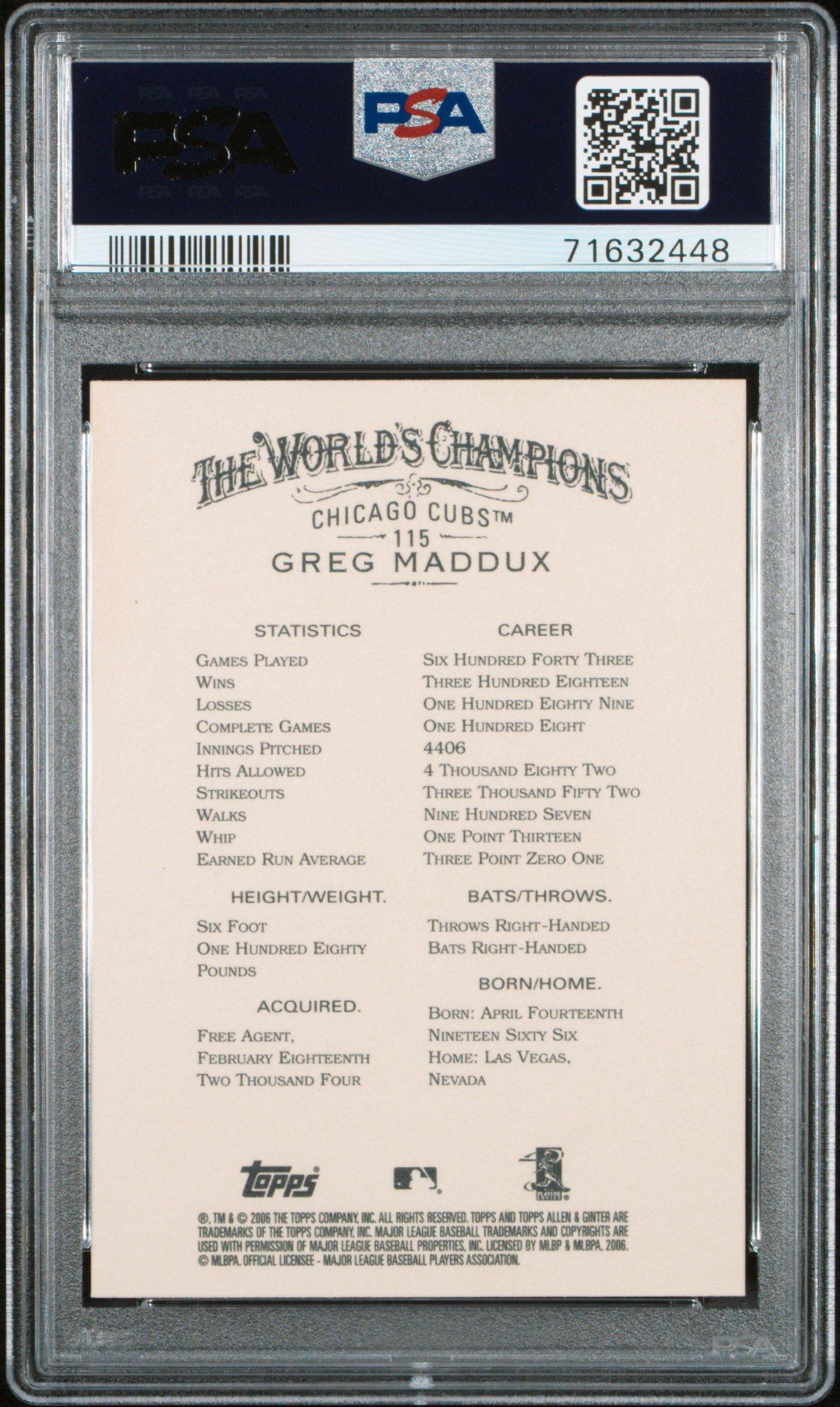 2006 Topps Allen & Ginter 115 Greg Maddux PSA 10 | GameStop