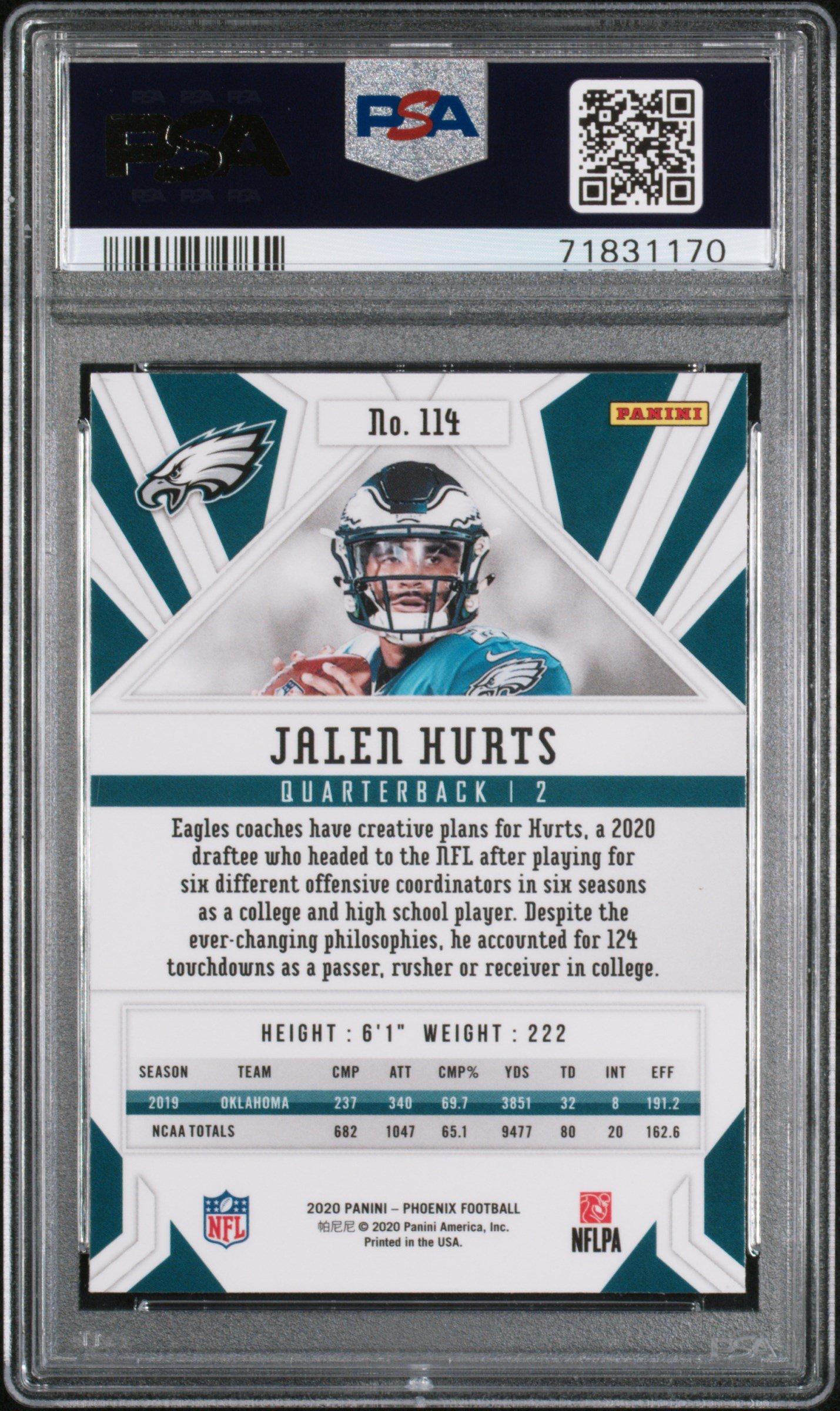 2020 Panini Phoenix 114 Jalen Hurts Fire Burst PSA 9 GameStop