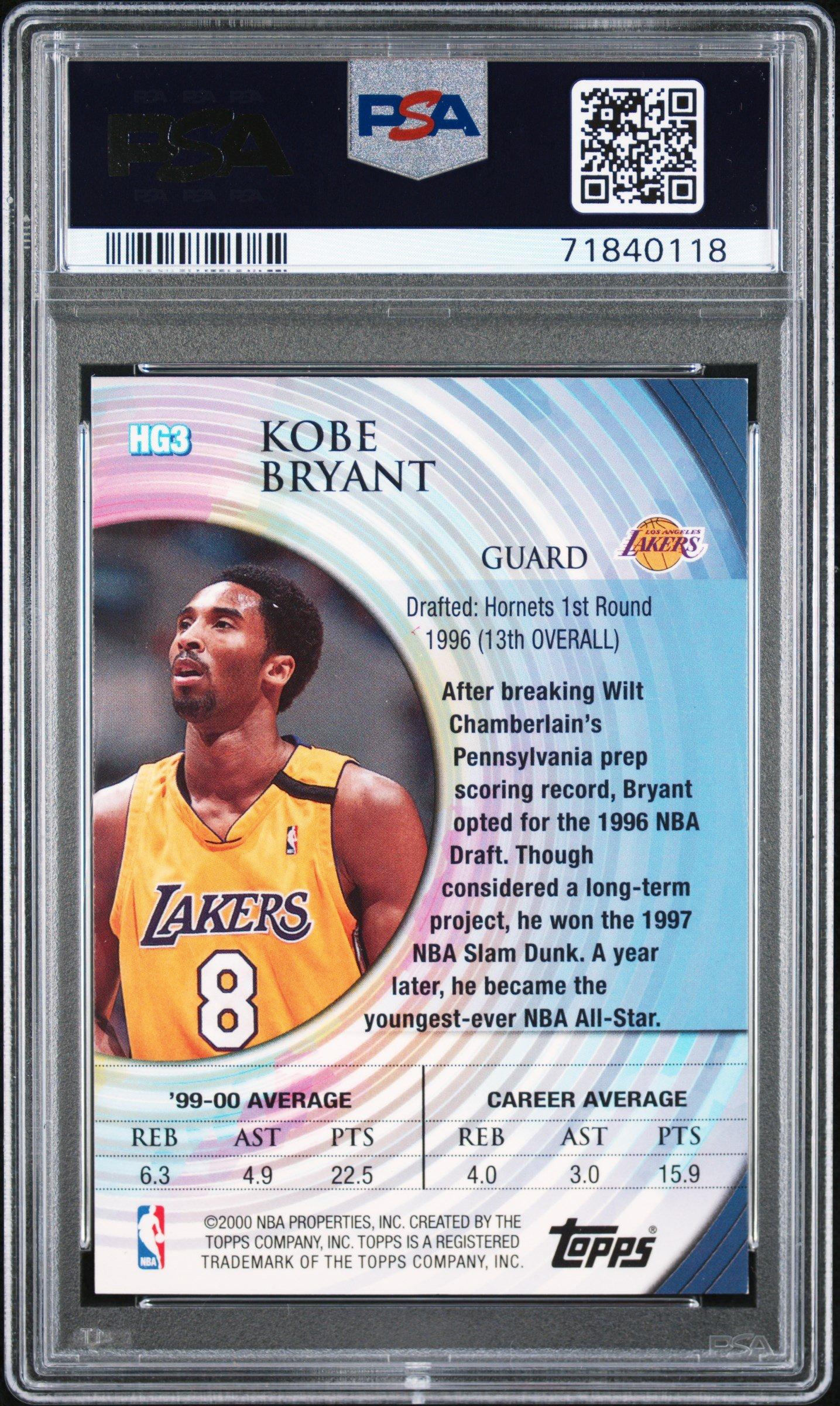 2000 Topps Hidden Gems Hg3 Kobe Bryant PSA 8