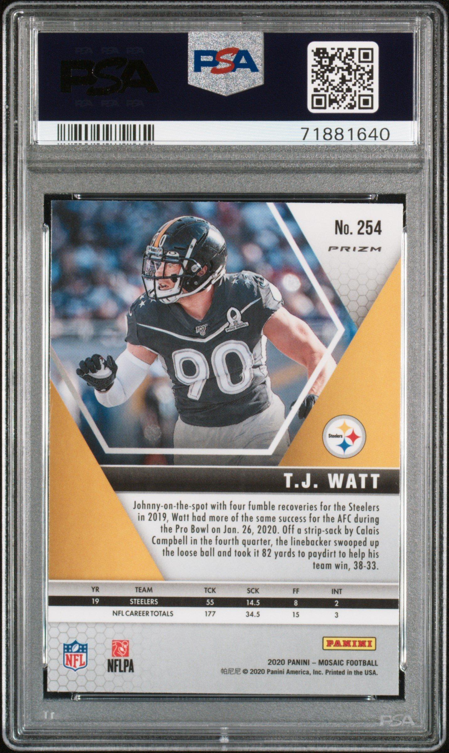 2020 Panini Mosaic 254 T.j. Watt Peacock Choice PSA 10
