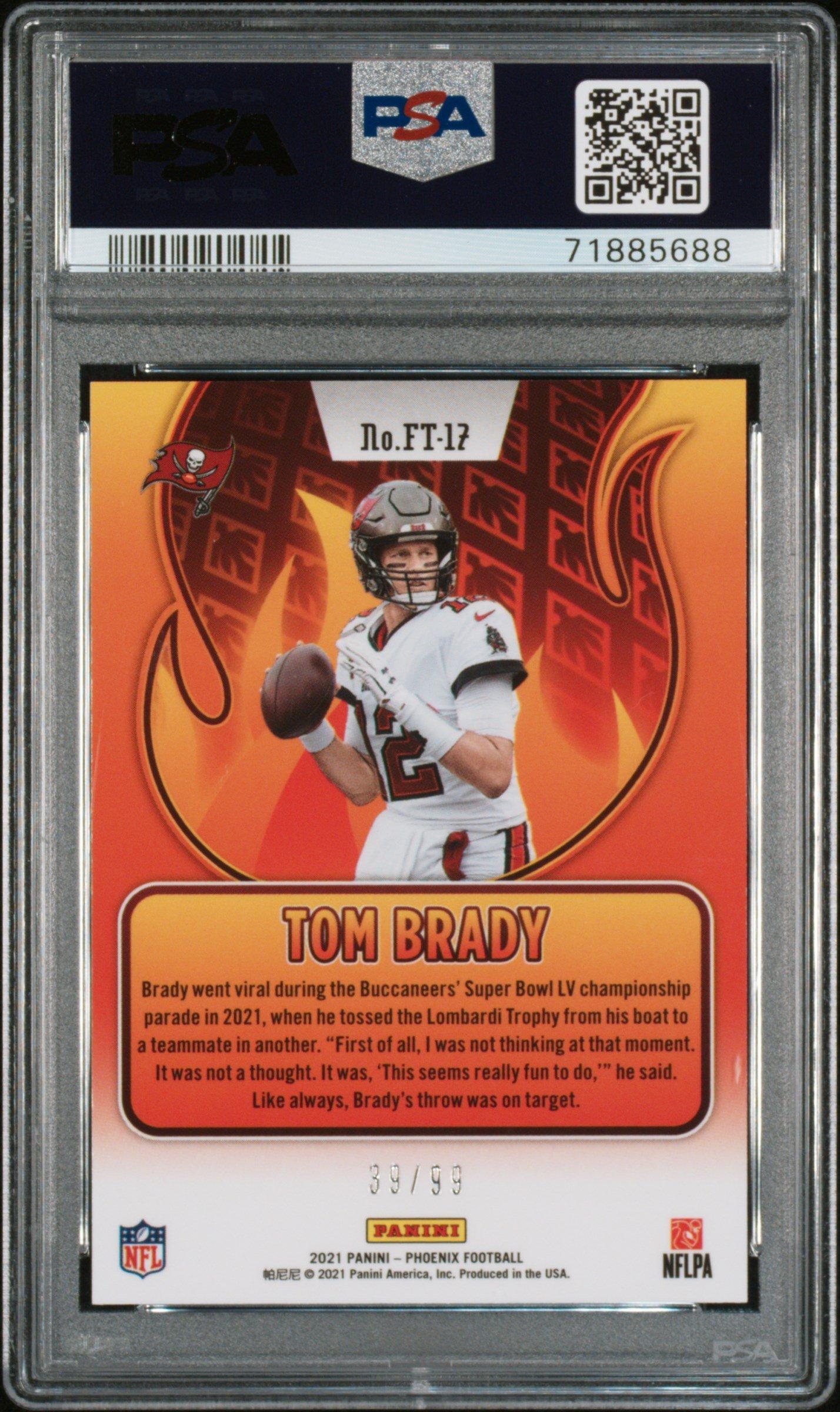 2021 Panini Phoenix Flame Throwers Ft-17 Tom Brady Orange PSA 9