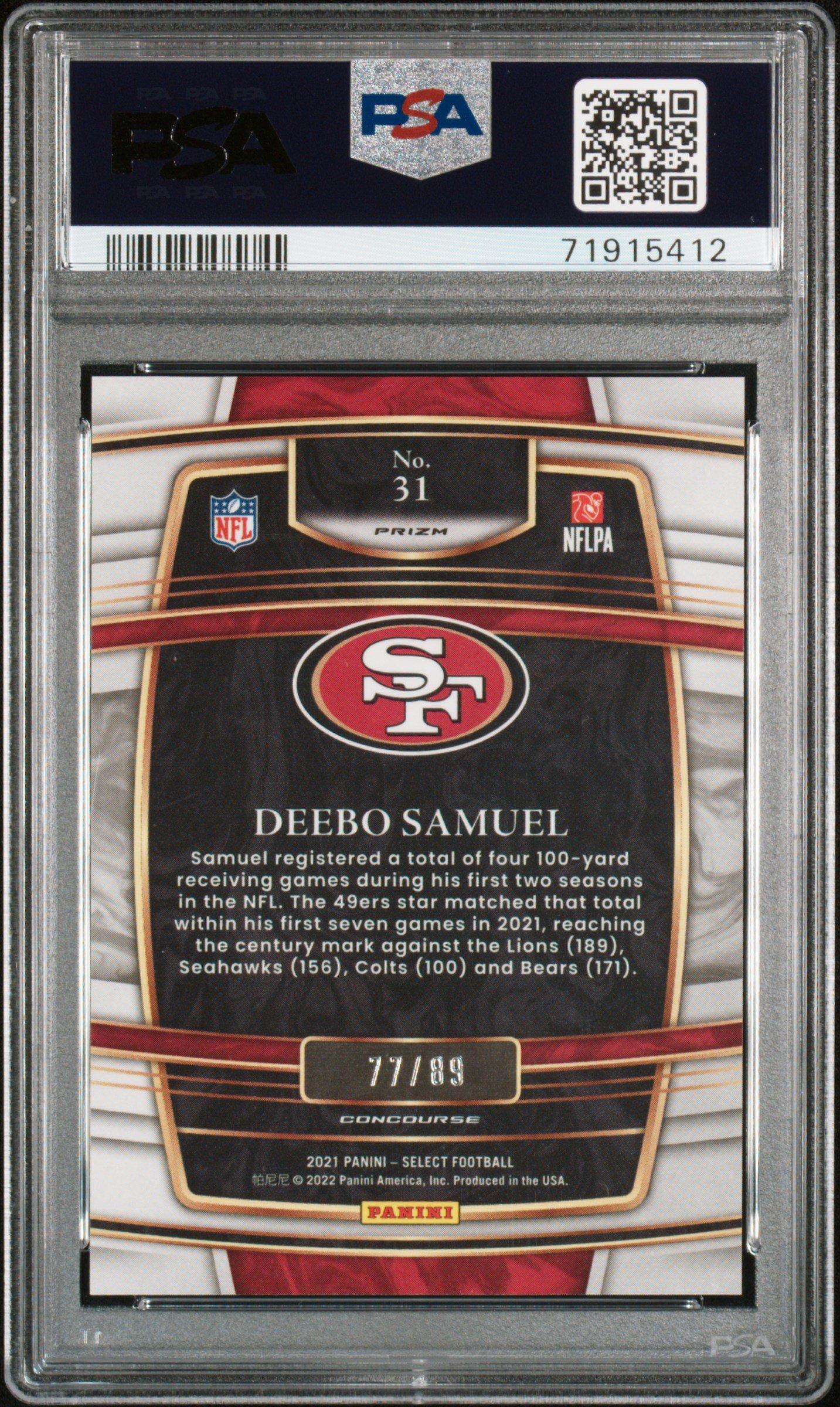 2021 Panini Select 31 Deebo Samuel Dragon Scale PSA 9