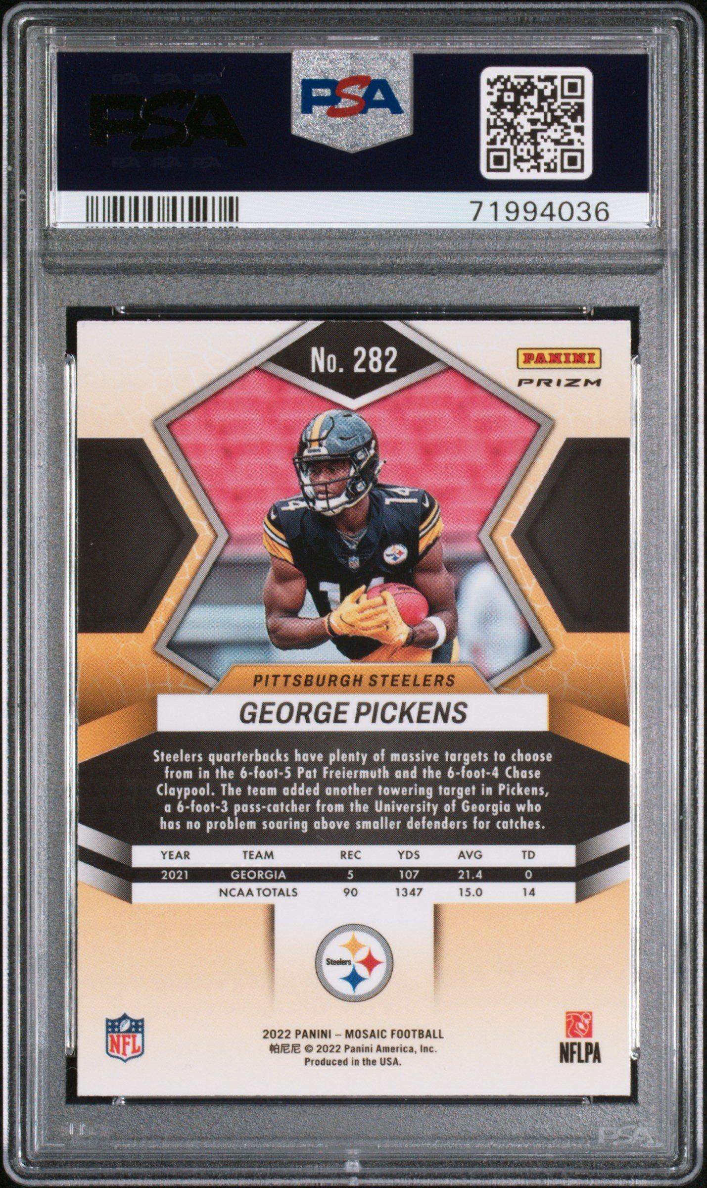 2022 Panini Mosaic 282 George Pickens Reactive Orange PSA