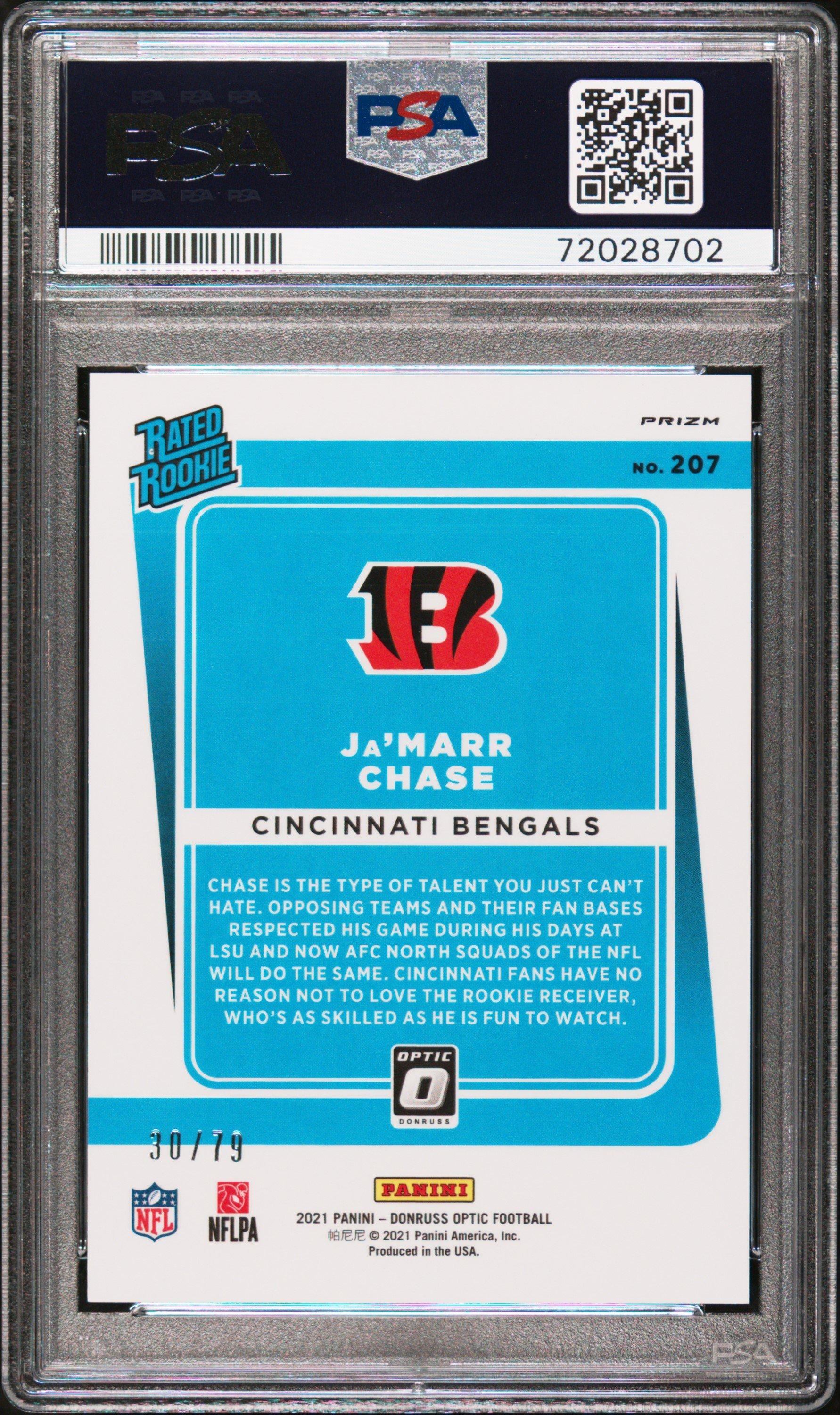 2021 Panini Donruss Optic 207 Ja'marr Chase Orange Scope PSA 9