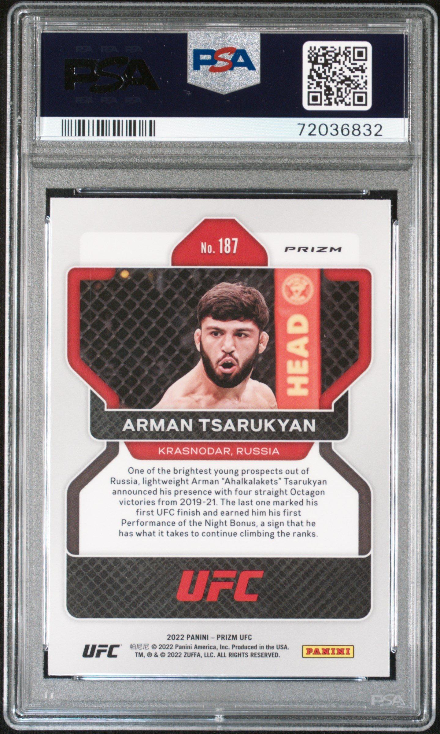2022 Panini Prizm Ufc 187 Arman Tsarukyan Silver Prizm PSA 9