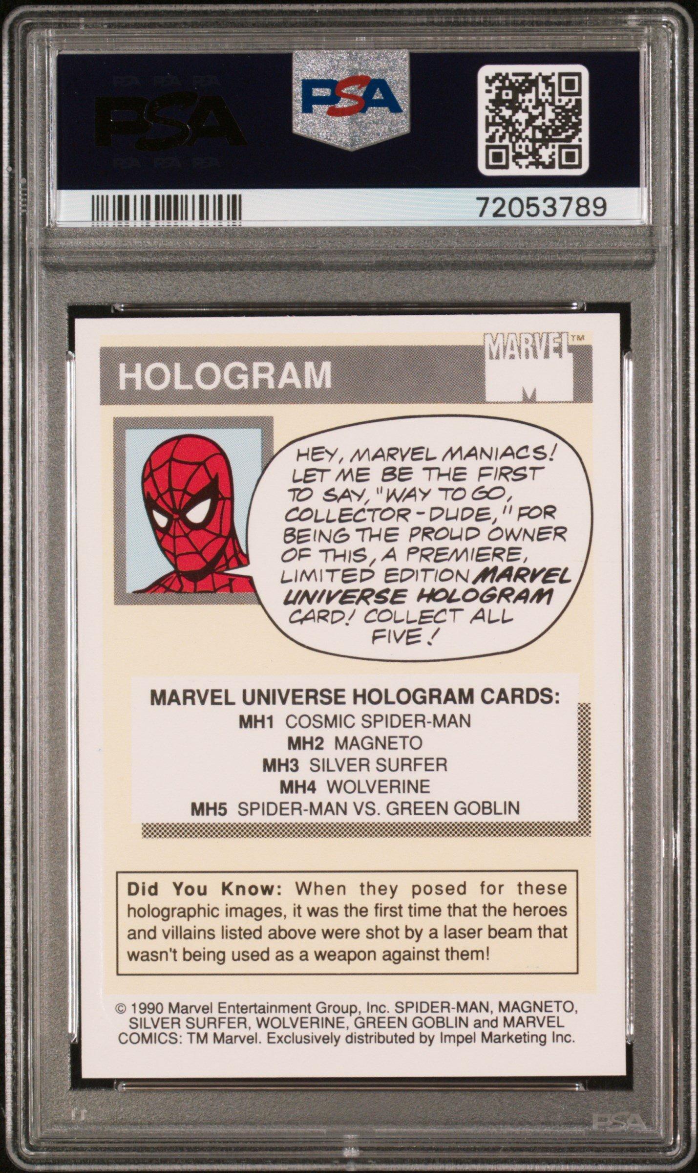1990 Marvel Universe Hologram Mh1 Cosmic Spider-man PSA