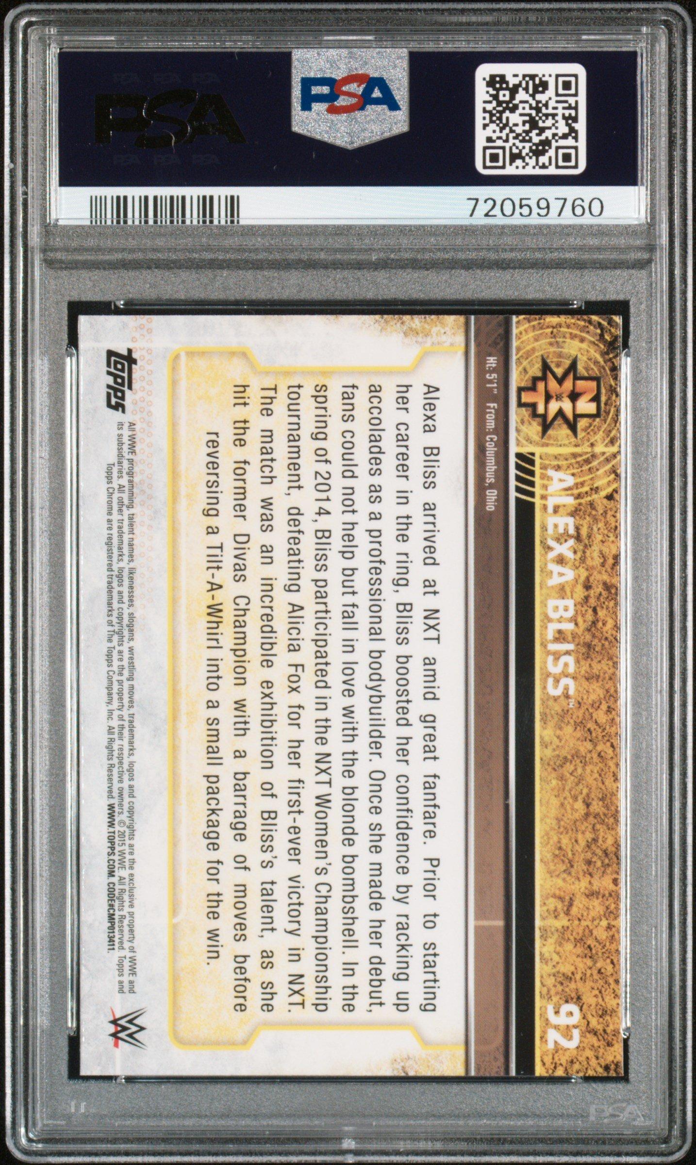 2015 Topps Chrome Wwe 92 Alexa Bliss PSA 10